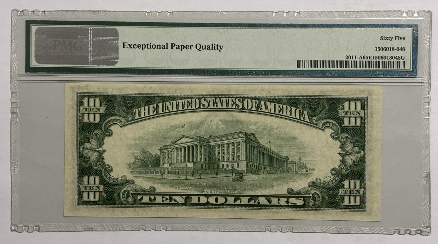 Chase Auction 第30期 - - 外钞、民国钞和人民币混合场！ 1950A版 10美元 联邦储备券 波士顿A区分行 PMG老壳评级65EPQ
