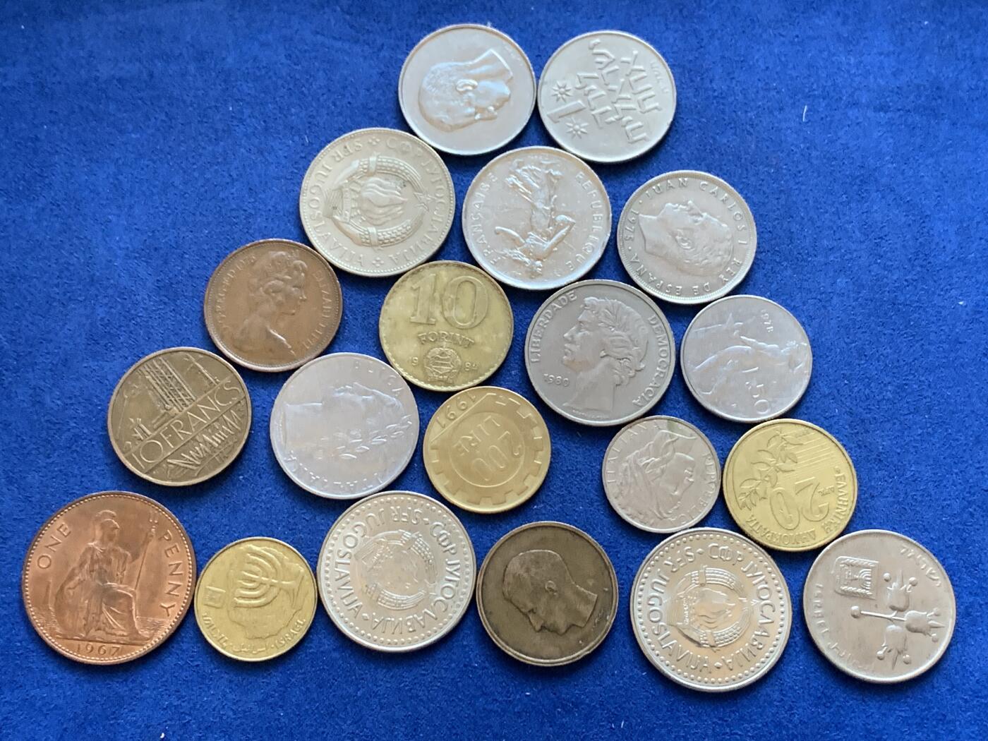 《竞宝斋》第288场-周六， 周日，周一 3场连拍 （全场包邮） 20枚一组 欧洲各国高面值硬币（英、法、意、比、西、葡、希、南斯拉夫、以色列等）