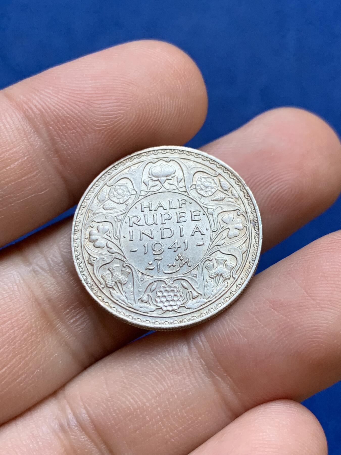 《竞宝斋》第288场-周六， 周日，周一 3场连拍 （全场包邮） 1941年英属印度乔六1/2卢比 带光品