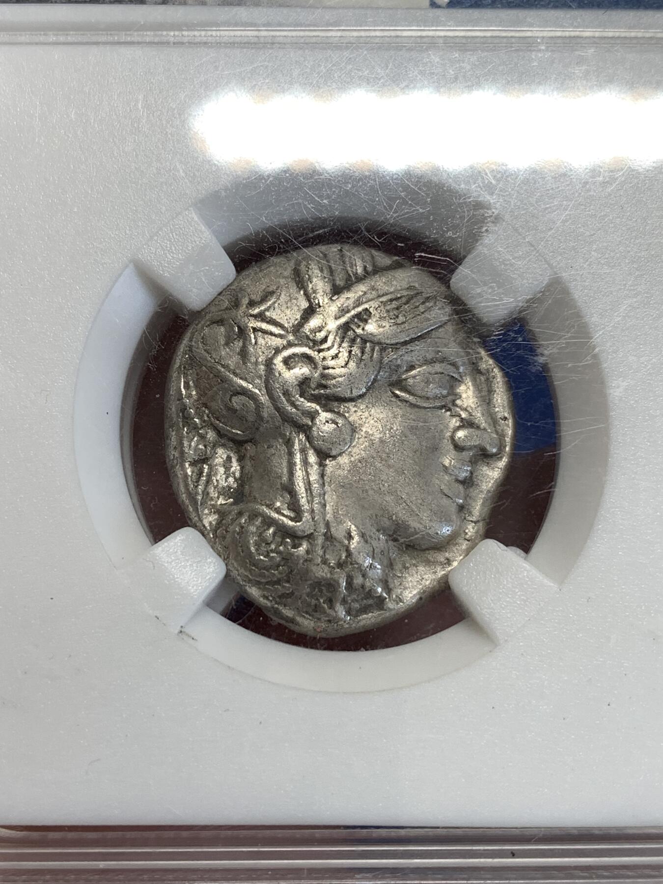 《竞宝斋》第288场-周六， 周日，周一 3场连拍 （全场包邮） 众诚详评 Ch XF 古希腊雅典娜戴盔银币 背猫头鹰橄榄枝及新月