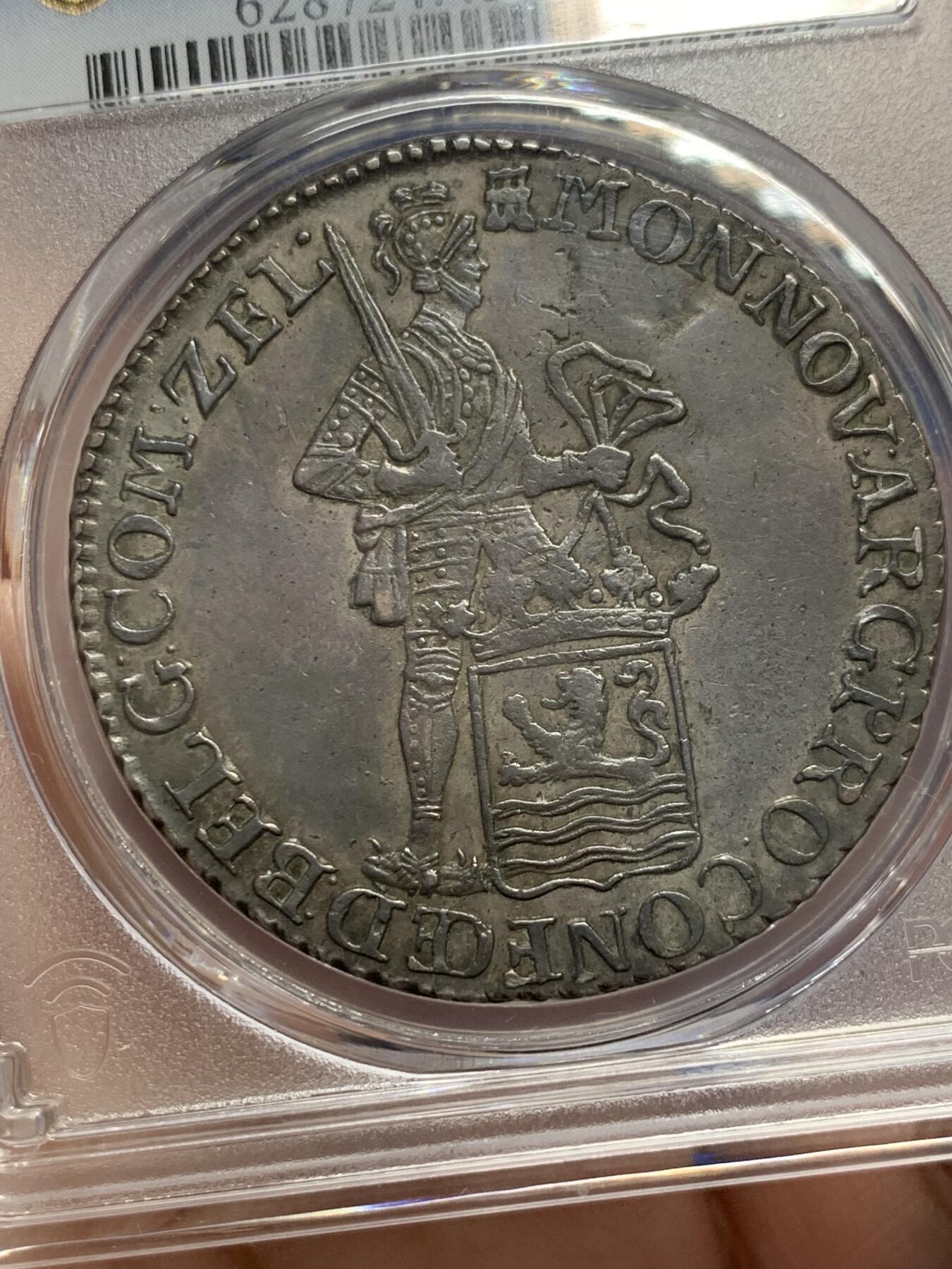 《竞宝斋》第288场-周六， 周日，周一 3场连拍 （全场包邮） PCGS XF45 荷兰泽兰省 1795年 站人武士1杜卡特银币 PC唯一记录 原味包浆 打制的不错 同分中很不错的一枚