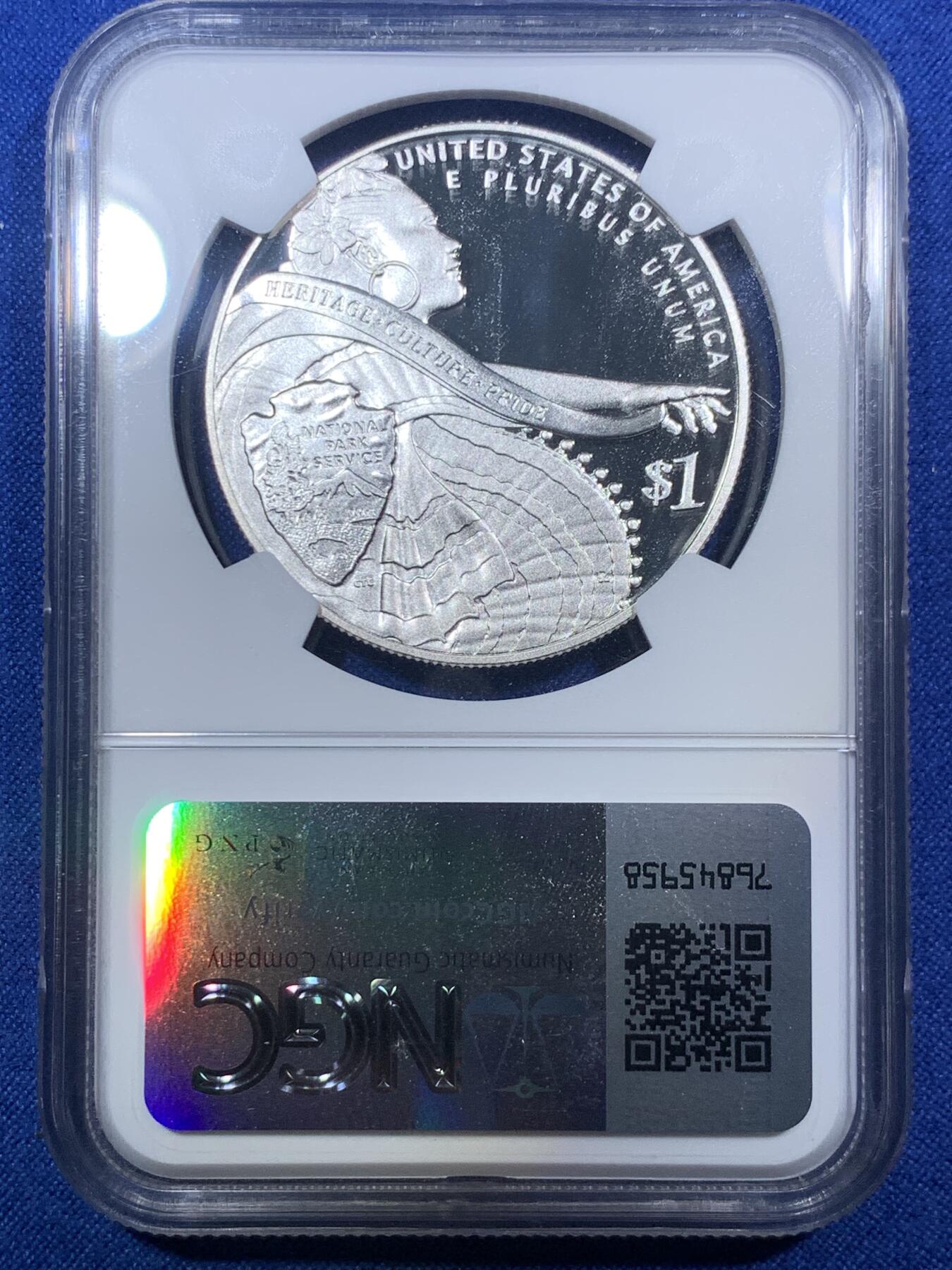 《竞宝斋》第288场-周六， 周日，周一 3场连拍 （全场包邮） NGC PF69UC 美国2016年国家公园1美元精制纪念银币 发行量最少的美国现代纪念银币之一。PROOF精制币，币面清爽干净又漂亮，打制精美。