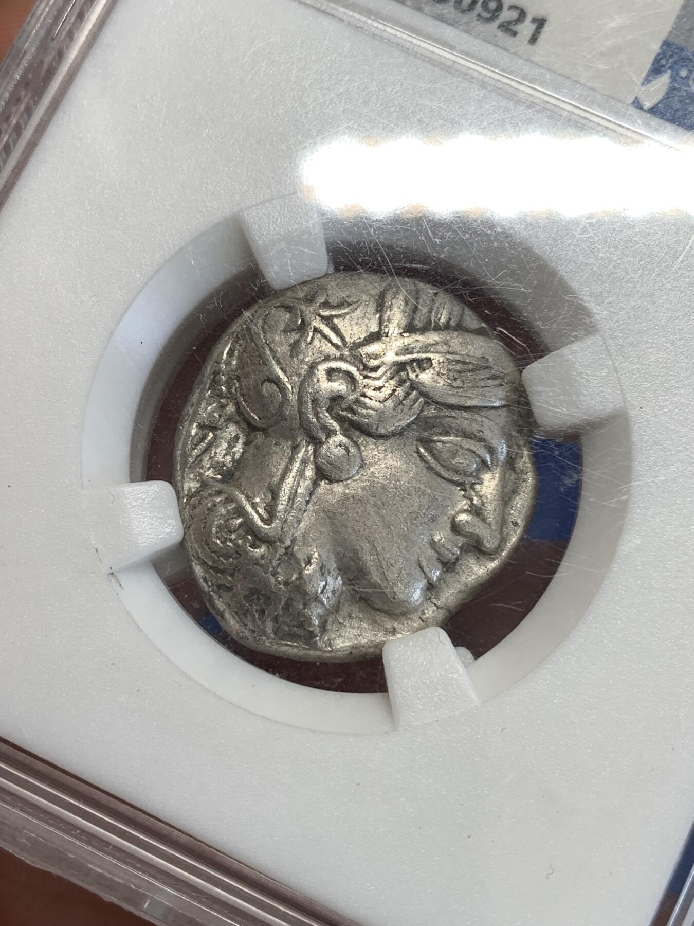 《竞宝斋》第288场-周六， 周日，周一 3场连拍 （全场包邮） 众诚详评 Ch XF 古希腊雅典娜戴盔银币 背猫头鹰橄榄枝及新月