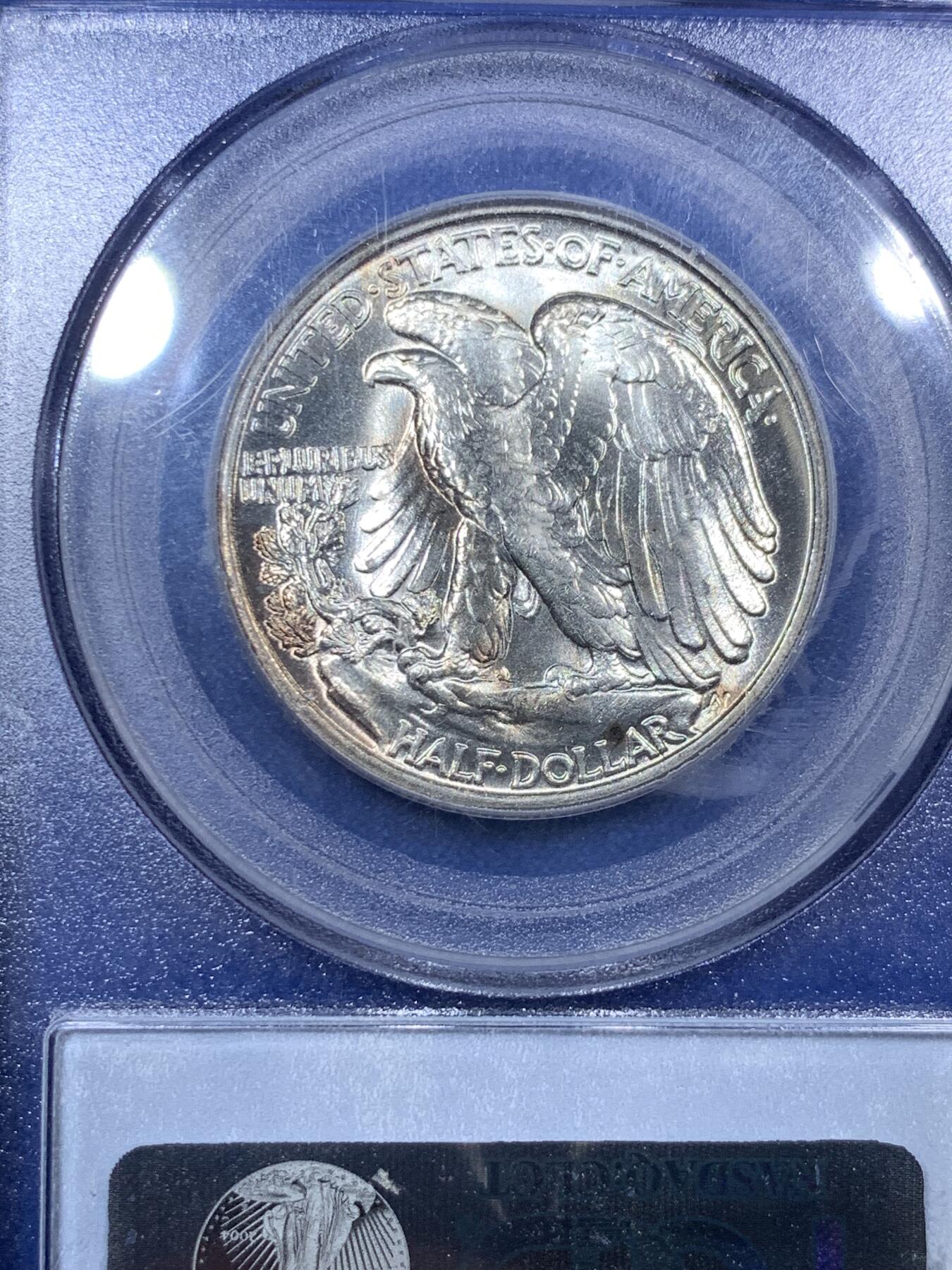 《竞宝斋》第288场-周六， 周日，周一 3场连拍 （全场包邮） PCGS MS65 美国1942年行走女神50美分 原味包浆 转光清晰状态好