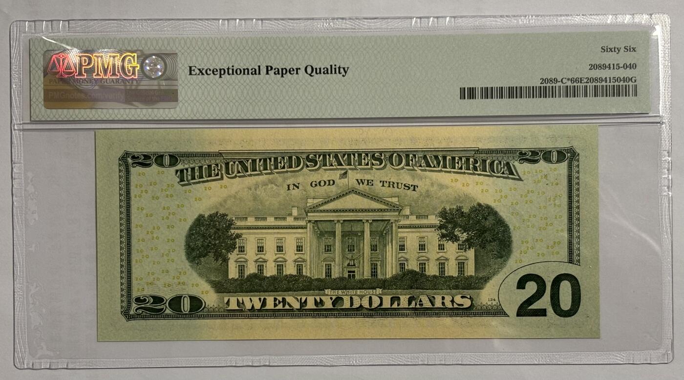 Chase Auction 第30期 - - 外钞、民国钞和人民币混合场！ 2004年 20美元 联邦储备券 彩色版首发 星⭐补号 PMG评级66EPQ