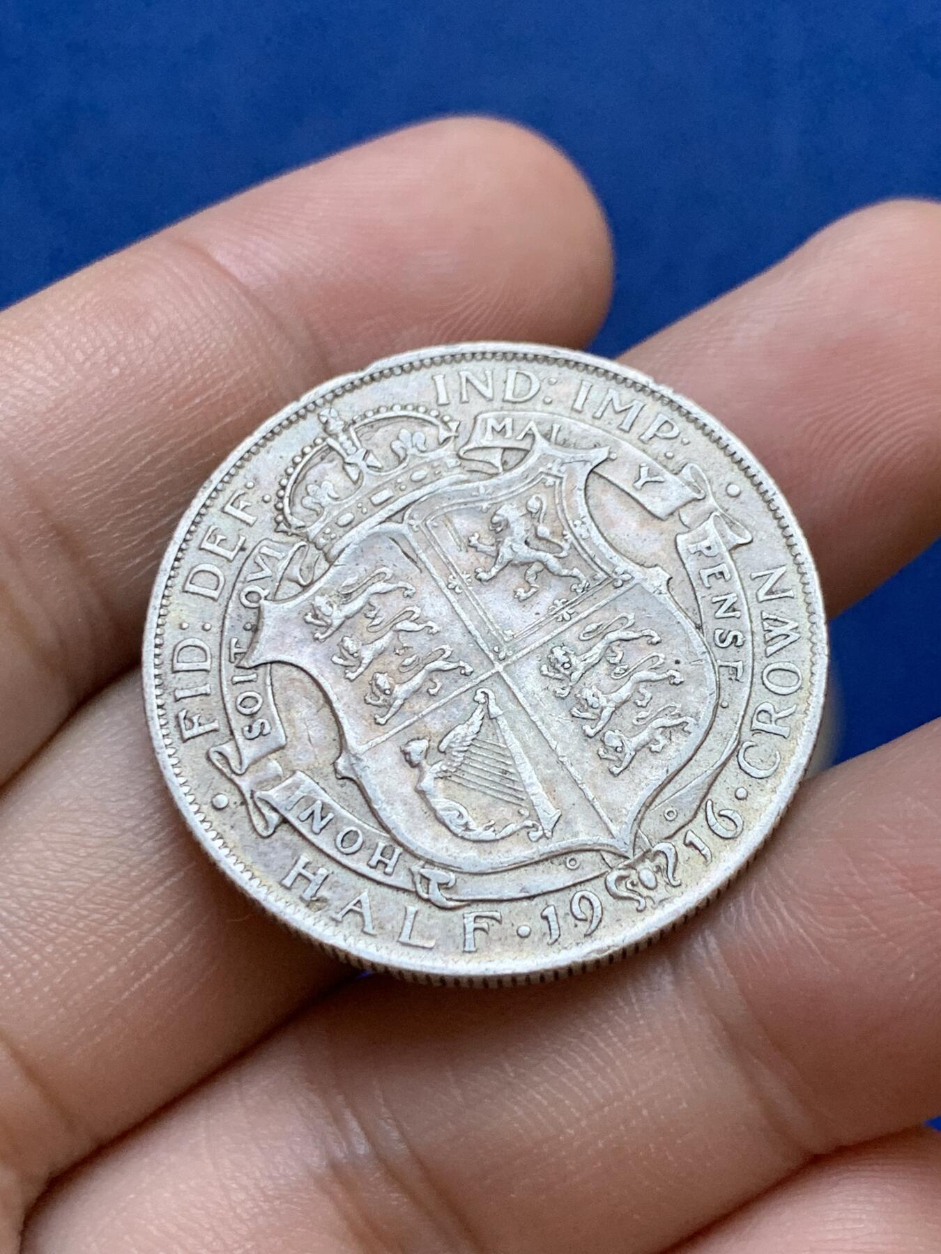 《竞宝斋》第288场-周六， 周日，周一 3场连拍 （全场包邮） 两枚一组 英国乔治五世半克朗银币 1936年+1916年 1916年为925高银版