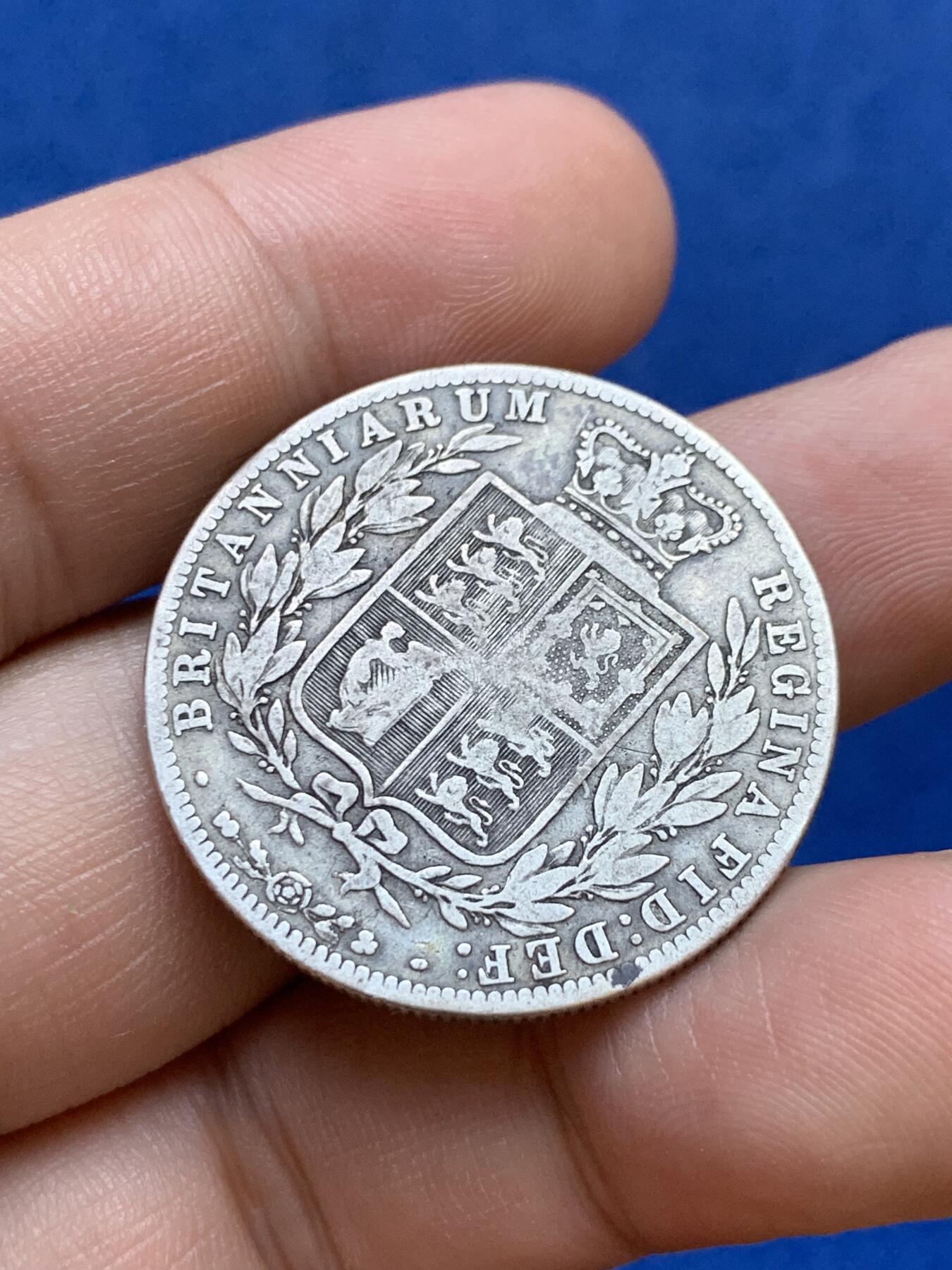 《竞宝斋》第288场-周六， 周日，周一 3场连拍 （全场包邮） 英国1876年维多利亚年轻头像半克朗 银币