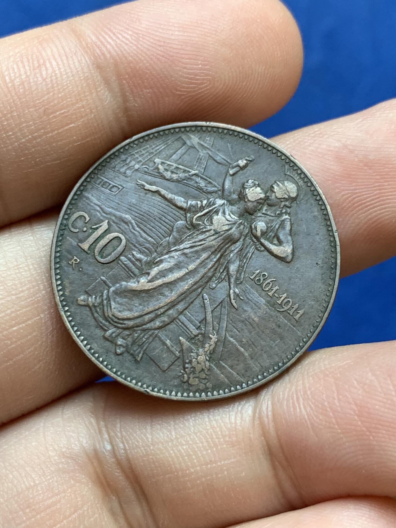 《竞宝斋》第288场-周六， 周日，周一 3场连拍 （全场包邮） 意大利1911年拖奶10分铜币