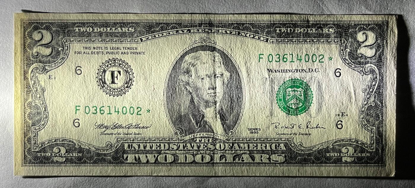 Chase Auction 第30期 - - 外钞、民国钞和人民币混合场！ 1995年 1美元+2美元 双星⭐补号