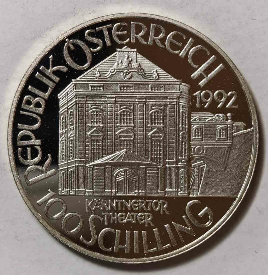 紫瑗钱币——第382期拍卖 奥地利 1992年 奥托.尼古拉 逝世150周年 100先令 20克 0.9银 精制 