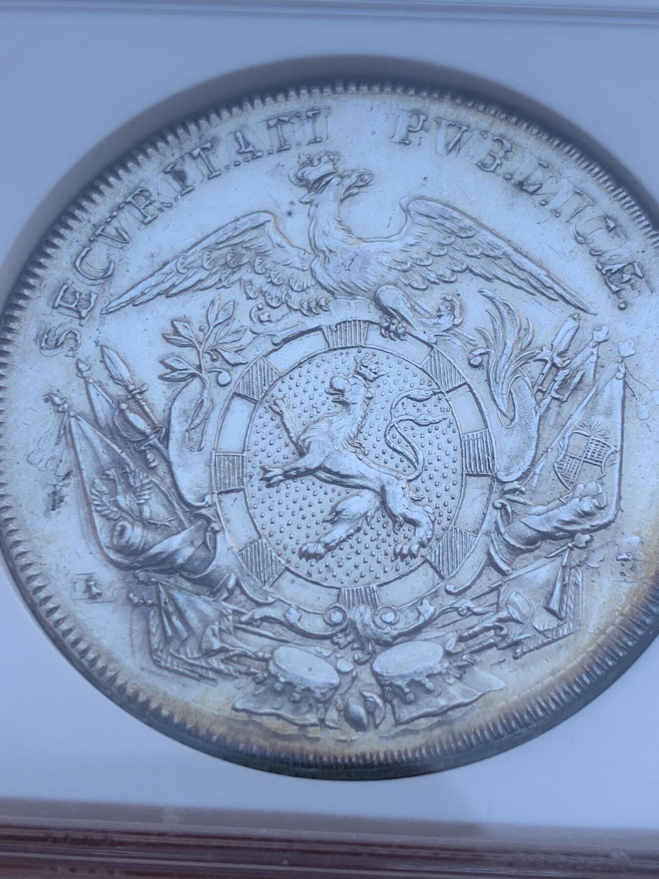 《竞宝斋》第288场-周六， 周日，周一 3场连拍 （全场包邮） NGC UNC 德国 1765年 勃兰登堡-安斯巴赫 亚历山大 1泰勒 大银币 单独年份 稀见品种