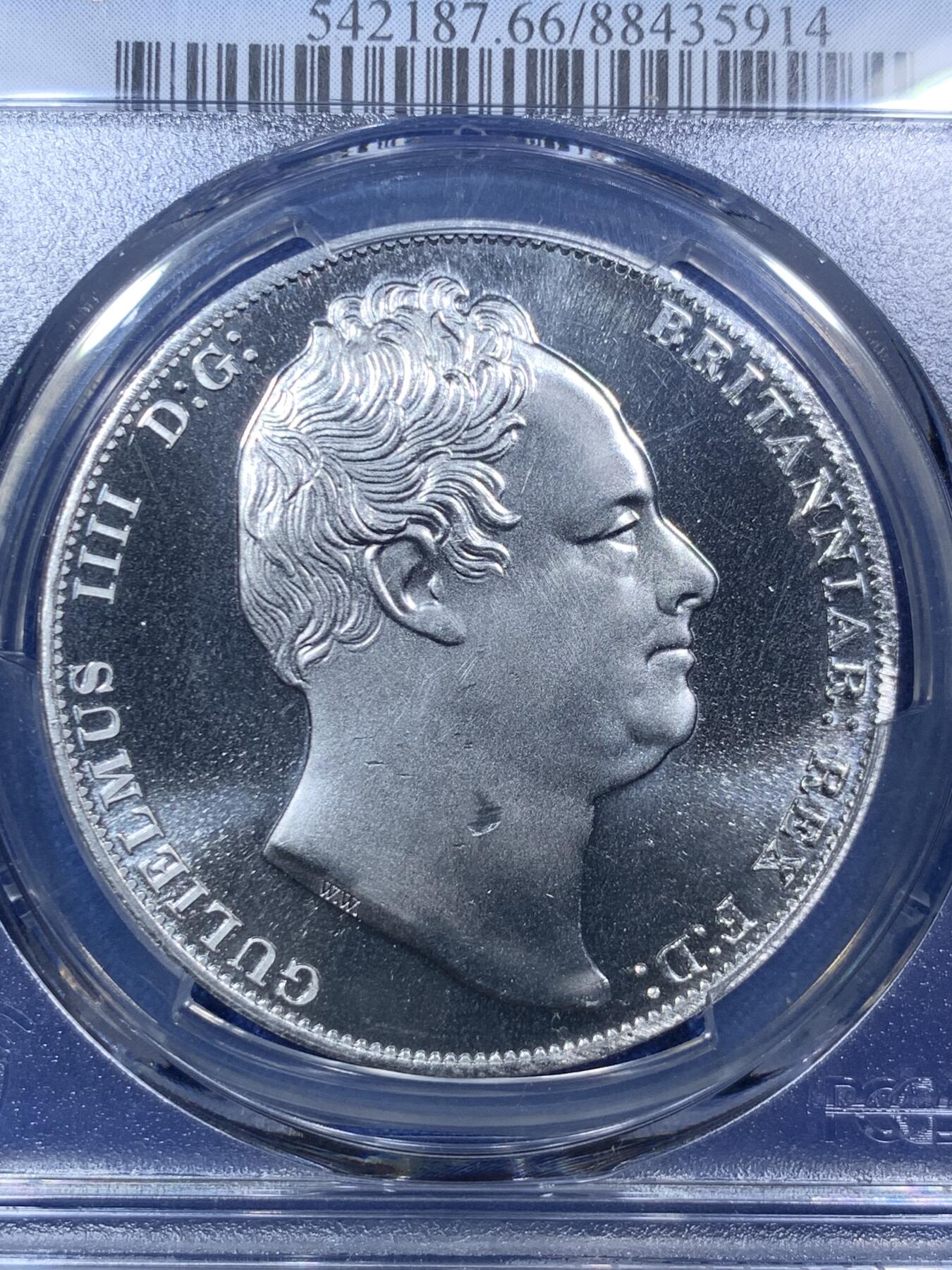 《竞宝斋》第288场-周六， 周日，周一 3场连拍 （全场包邮） PCGS金盾 PR66DCAM 英国1835年威廉四世三女神图案1克朗后铸臆造精制铝币