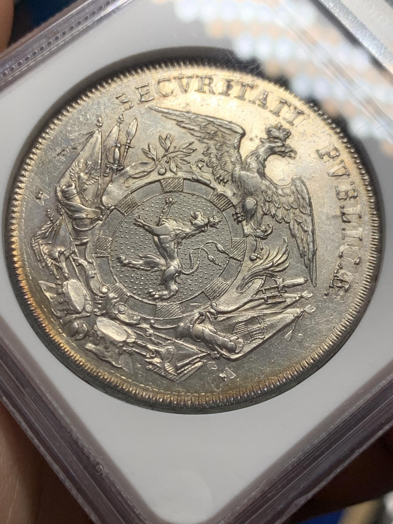 《竞宝斋》第288场-周六， 周日，周一 3场连拍 （全场包邮） NGC UNC 德国 1765年 勃兰登堡-安斯巴赫 亚历山大 1泰勒 大银币 单独年份 稀见品种