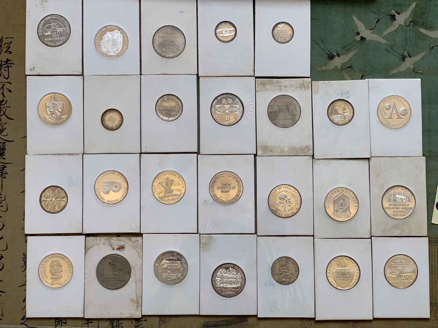 《竞宝斋》第288场-周六， 周日，周一 3场连拍 （全场包邮） 26枚一组 富兰克林造币厂币章 25枚有完好原封+1枚无原封