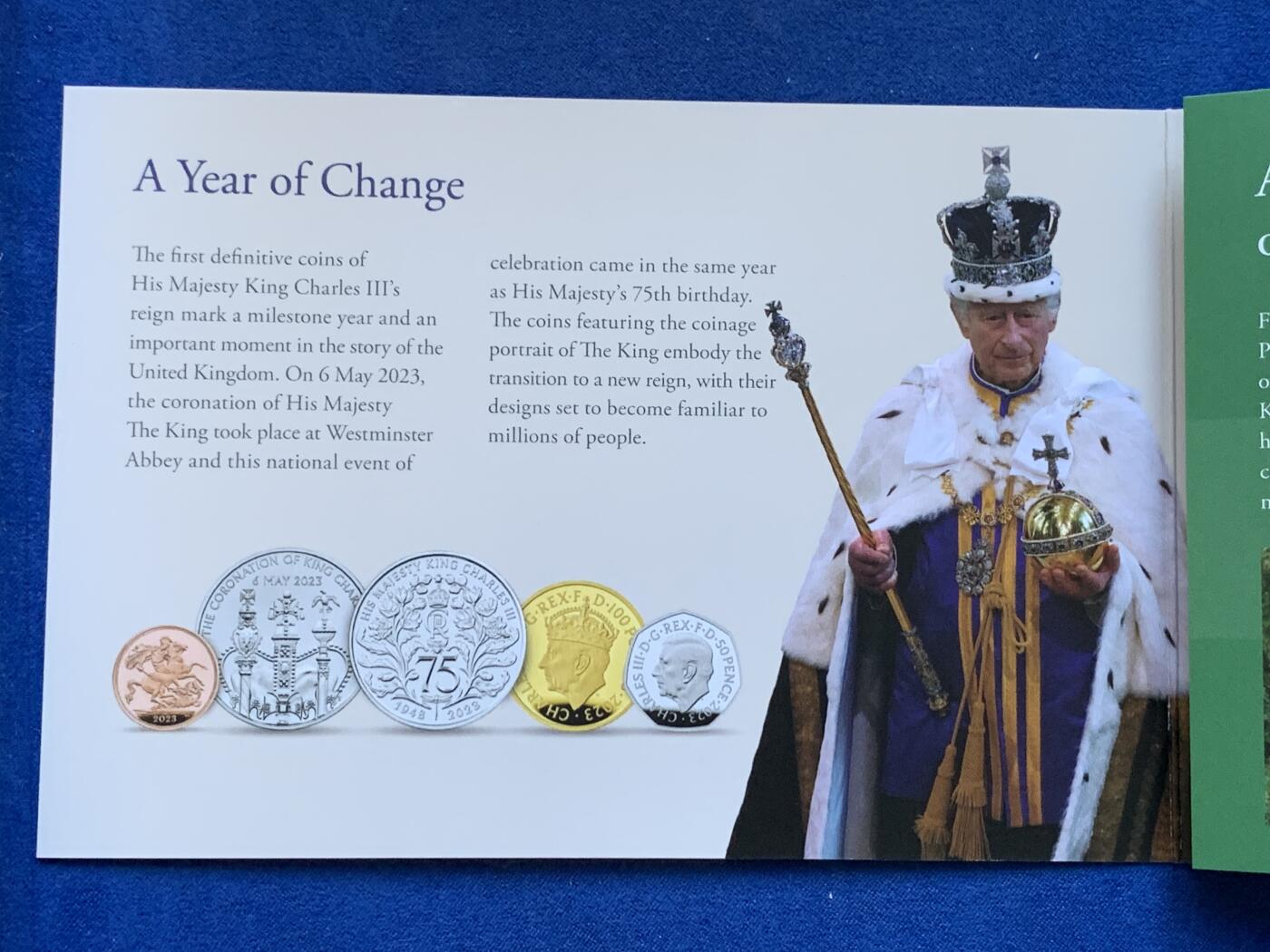 《竞宝斋》第288场-周六， 周日，周一 3场连拍 （全场包邮） 英国2023年查尔斯三世登基精制套币PROOF SET带原盒证书,首年精制每枚币带小皇冠暗记，大不列颠传统动物花卉