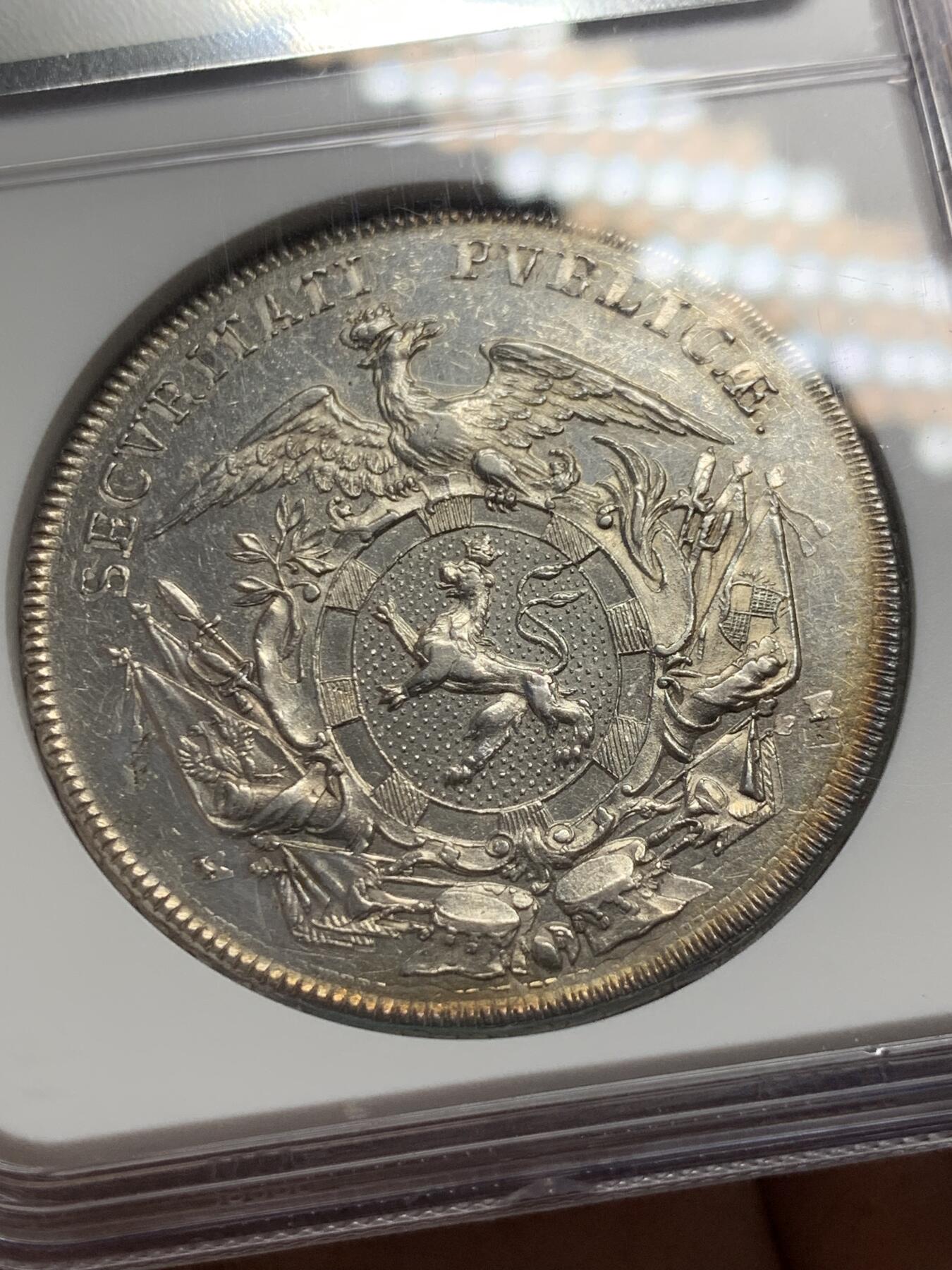 《竞宝斋》第288场-周六， 周日，周一 3场连拍 （全场包邮） NGC UNC 德国 1765年 勃兰登堡-安斯巴赫 亚历山大 1泰勒 大银币 单独年份 稀见品种