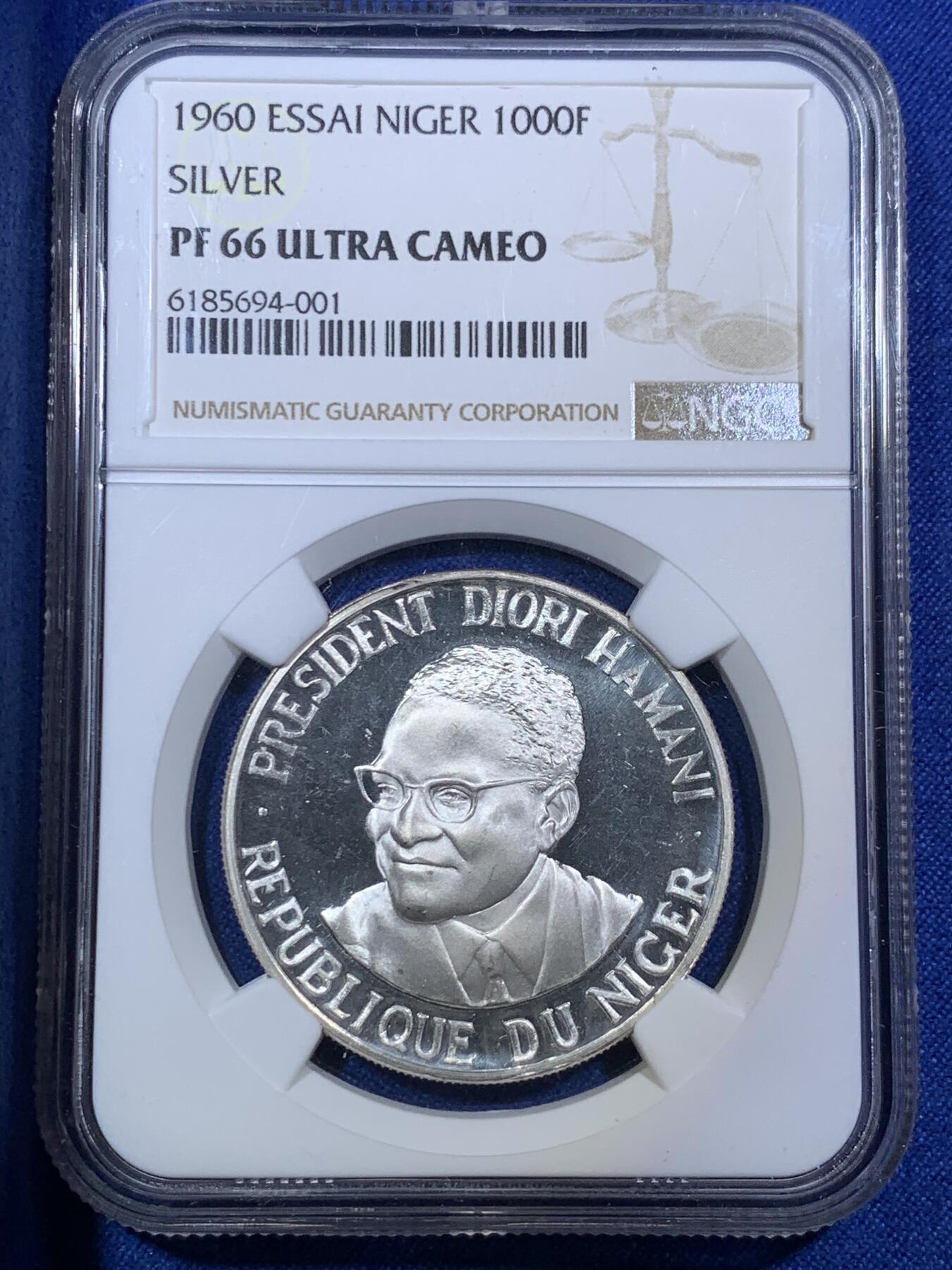 《竞宝斋》第288场-周六， 周日，周一 3场连拍 （全场包邮） NGC PF66UC 1960年尼日尔1000法郎精制样币 少见高分尼日尔精制样币 精制镜面