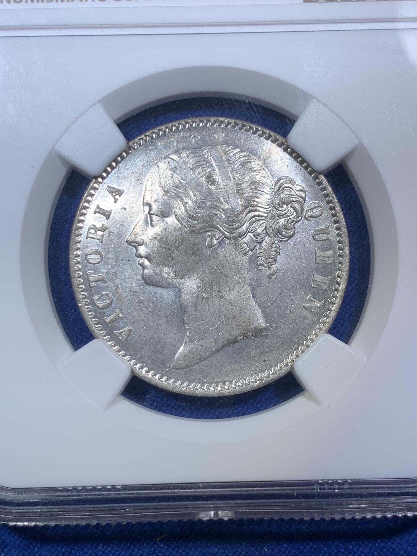 《竞宝斋》第288场-周六， 周日，周一 3场连拍 （全场包邮） NGC MS63 英属印度 1840（B&C） 1卢比 银币