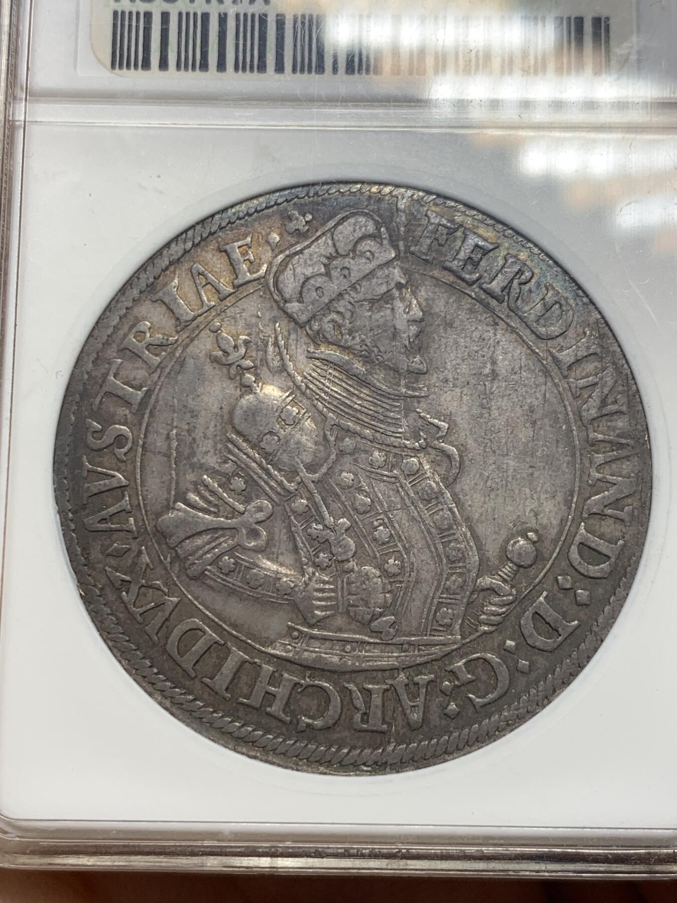 《竞宝斋》第288场-周六， 周日，周一 3场连拍 （全场包邮） ANACS EF40 神圣罗马帝国1564-95年斐迪南一世老泰勒 美国老评级机构 始于1972年