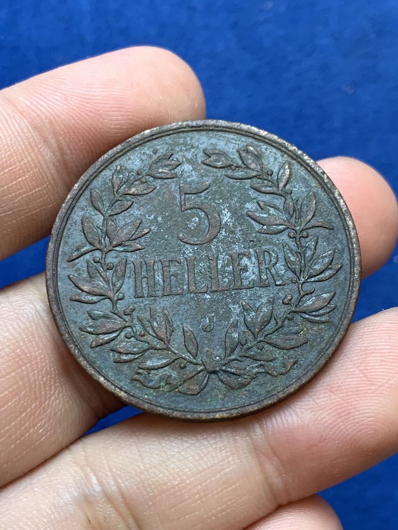 《竞宝斋》第288场-周六， 周日，周一 3场连拍 （全场包邮） 德属东非1908年5赫勒 克朗型大铜币少见