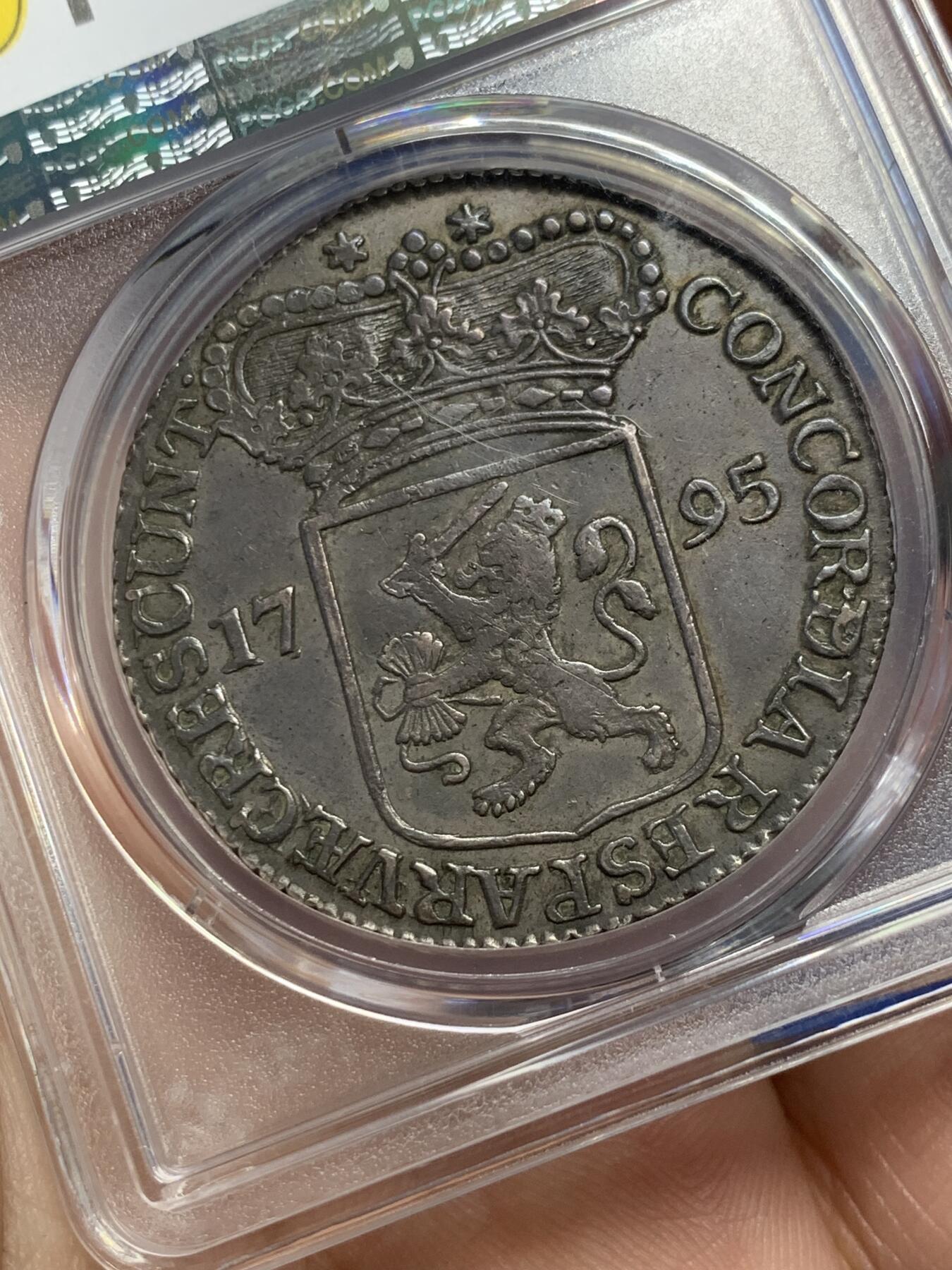 《竞宝斋》第288场-周六， 周日，周一 3场连拍 （全场包邮） PCGS XF45 荷兰泽兰省 1795年 站人武士1杜卡特银币 PC唯一记录 原味包浆 打制的不错 同分中很不错的一枚