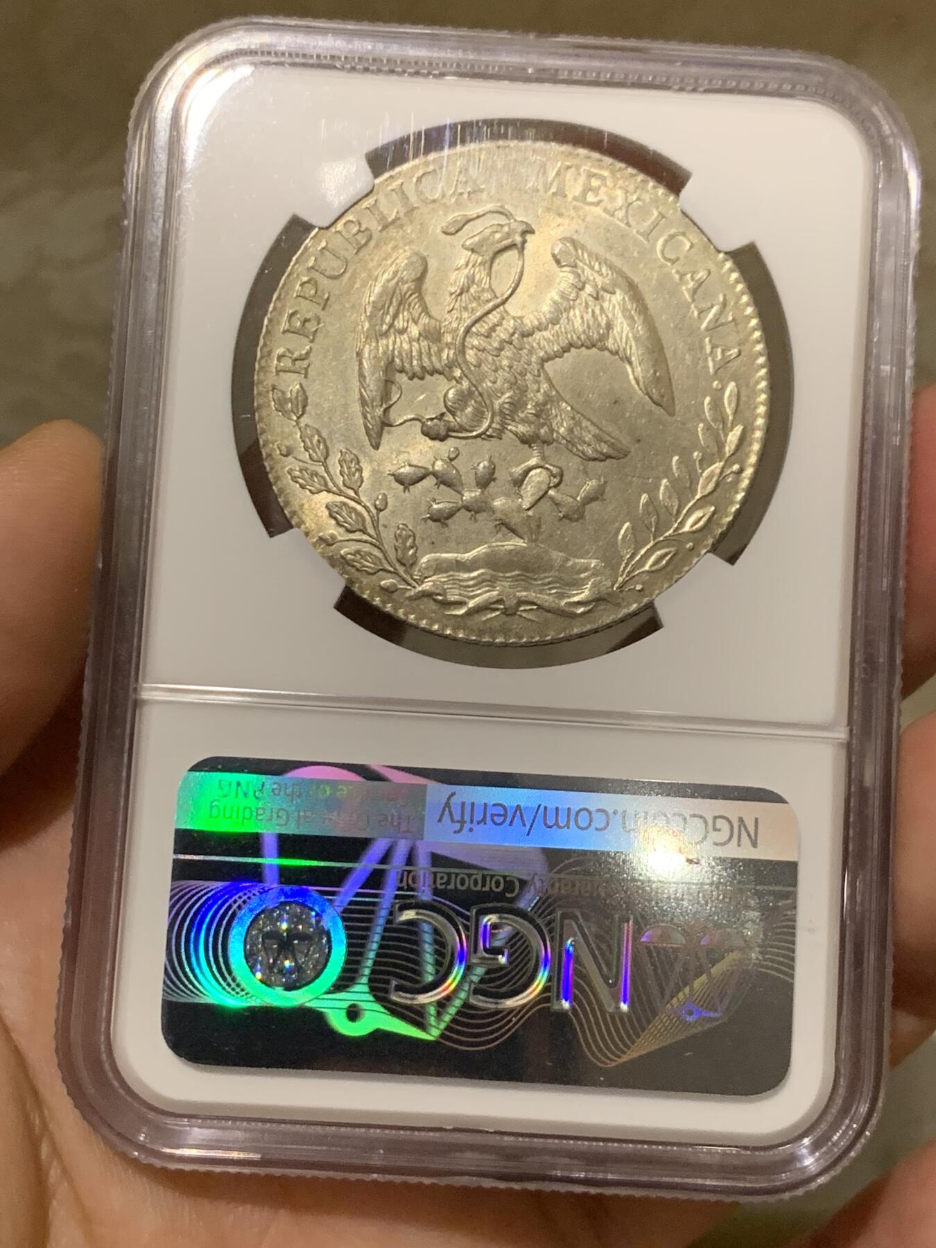 《竞宝斋》第288场-周六， 周日，周一 3场连拍 （全场包邮） NGC MS62 墨西哥1892年GO版花边鹰洋8瑞尔银币