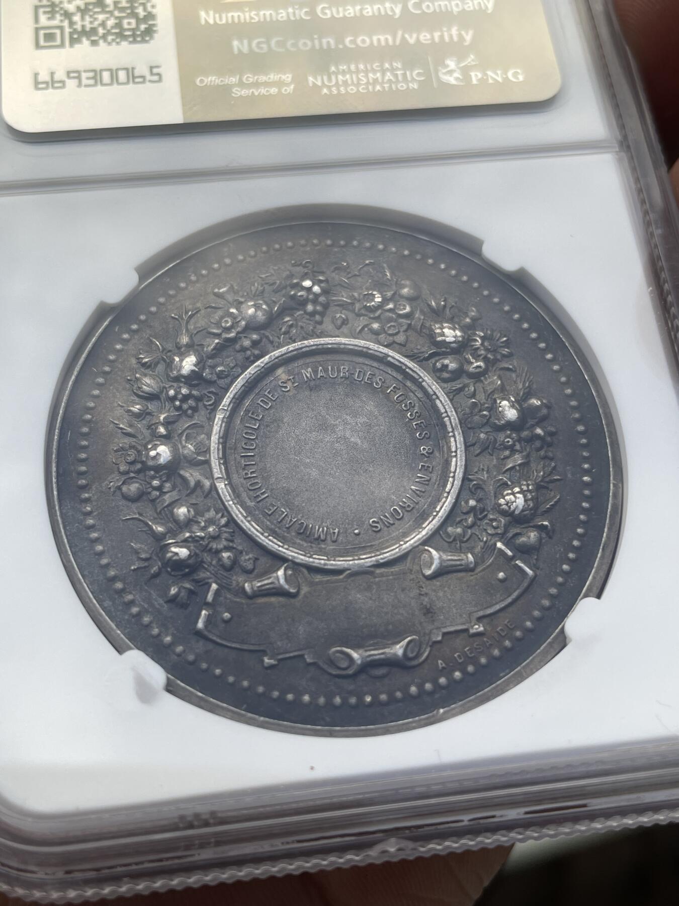 「木头集藏」章牌精品专场！ CH.Pillet～法国园艺银章  直径：42 mm