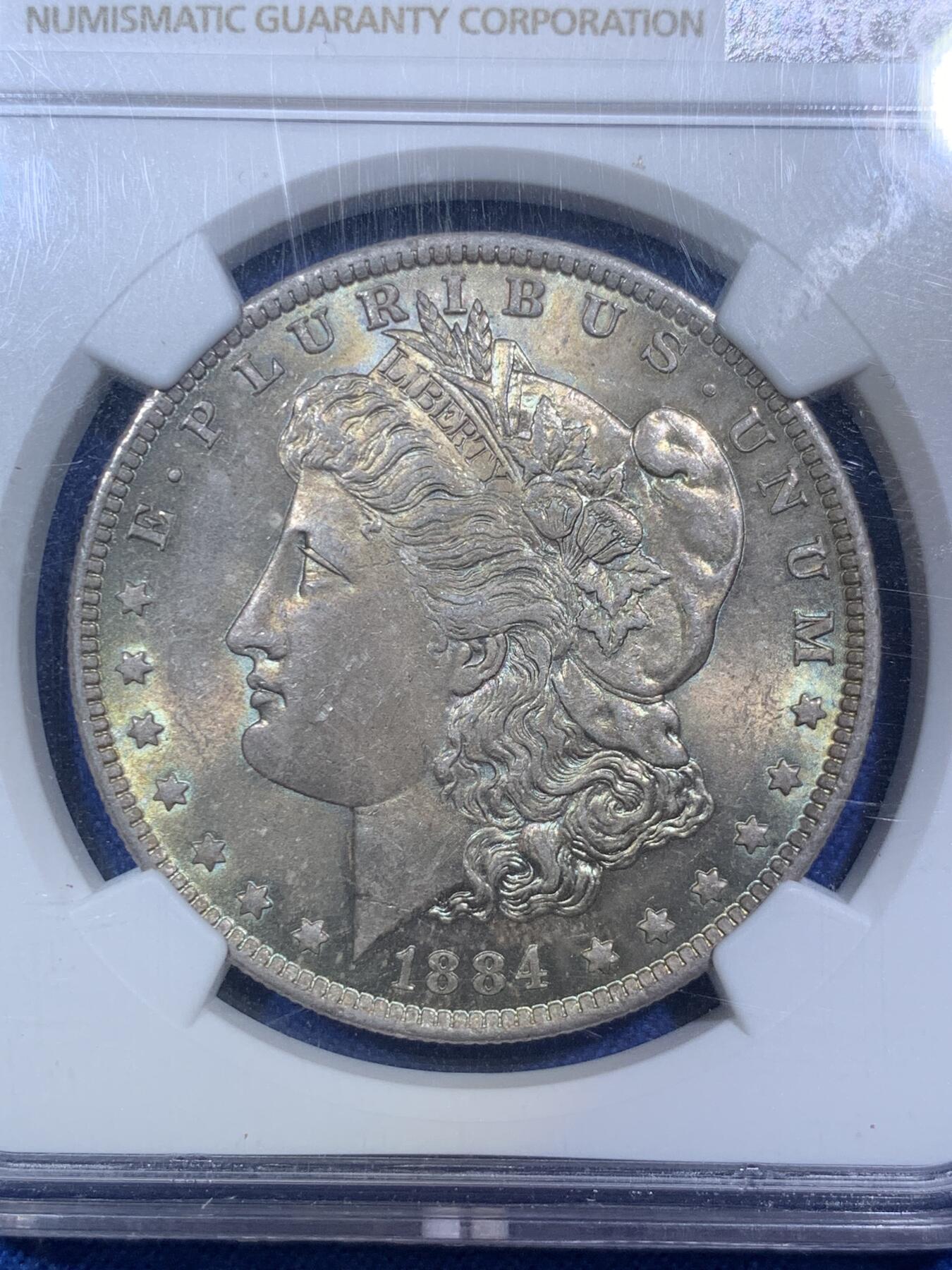 《竞宝斋》第288场-周六， 周日，周一 3场连拍 （全场包邮） NGC MS63 美国1884年O版摩根女神一美元银币