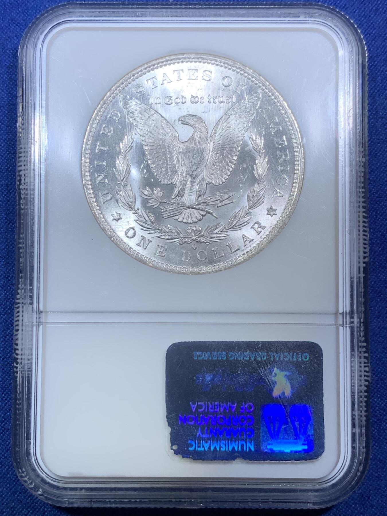 《竞宝斋》第288场-周六， 周日，周一 3场连拍 （全场包邮） NGC MS64 1884年美国摩根银币O版  N经典小白盒老盒严评无官网图。