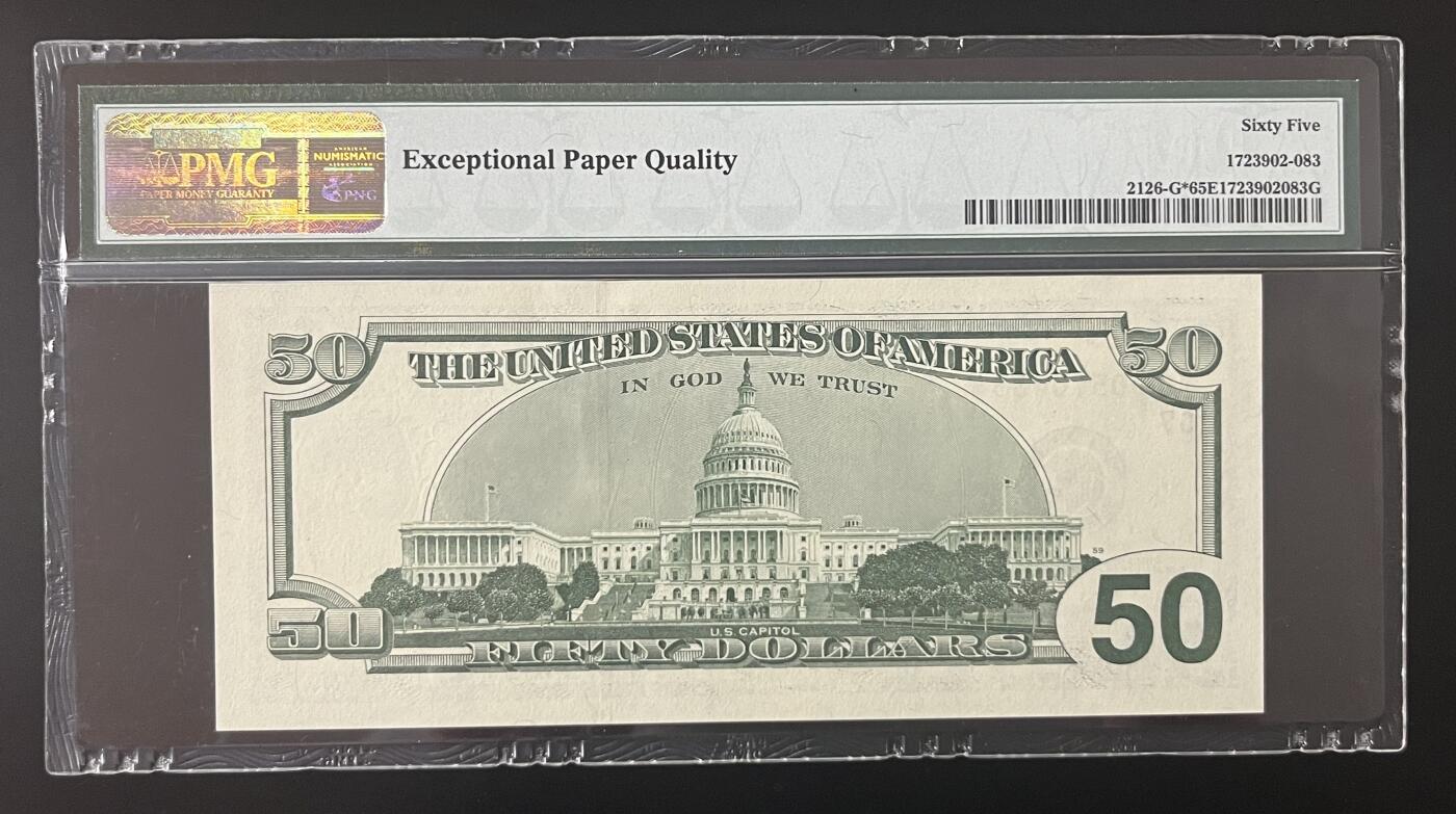 Chase Auction 第30期 - - 外钞、民国钞和人民币混合场！ 1996年 50美元 联邦储备券 大头版首发 星⭐补号 PMG老壳评级65EPQ