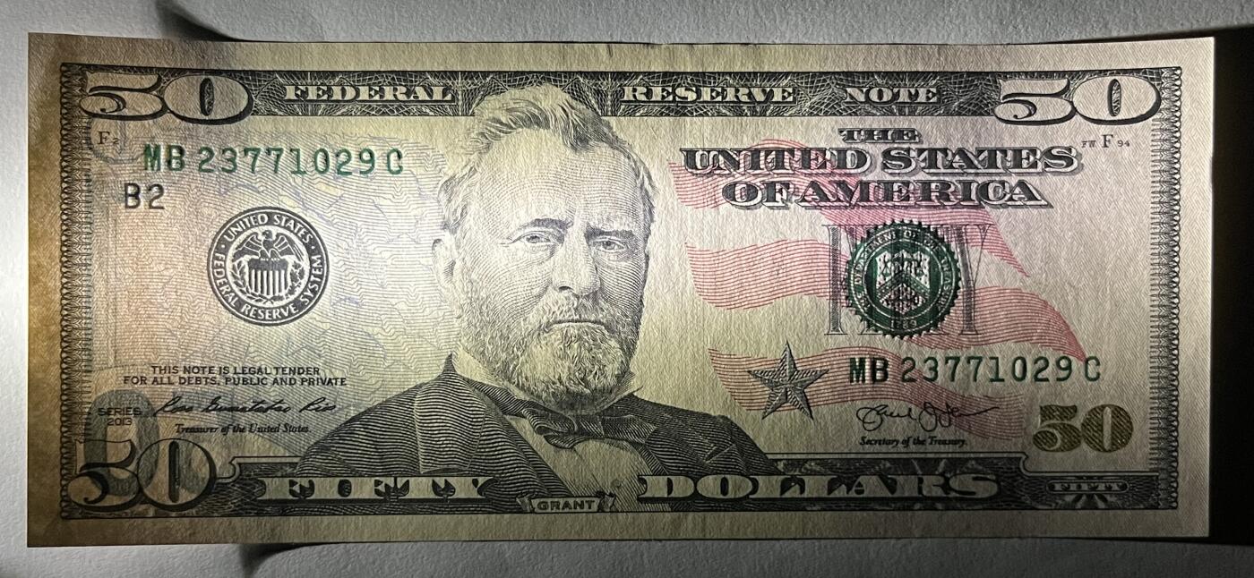 Chase Auction 第30期 - - 外钞、民国钞和人民币混合场！ 2013年 50美元 彩色版