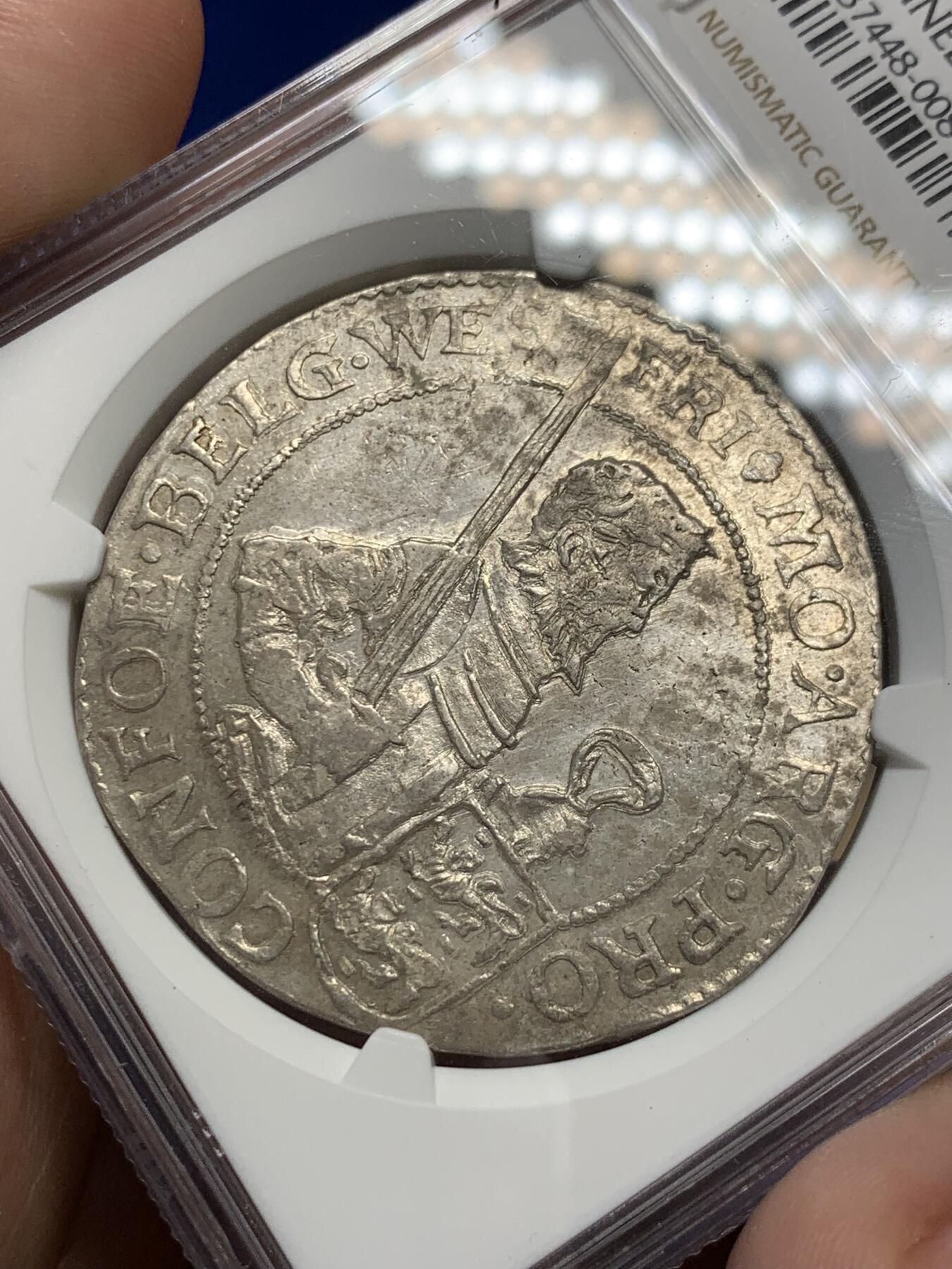 《竞宝斋》第288场-周六， 周日，周一 3场连拍 （全场包邮） NGC UNC 荷兰 1618 西弗里斯兰省 1RD 大银币 该款深打极少见 （提灯定损的鼻祖）