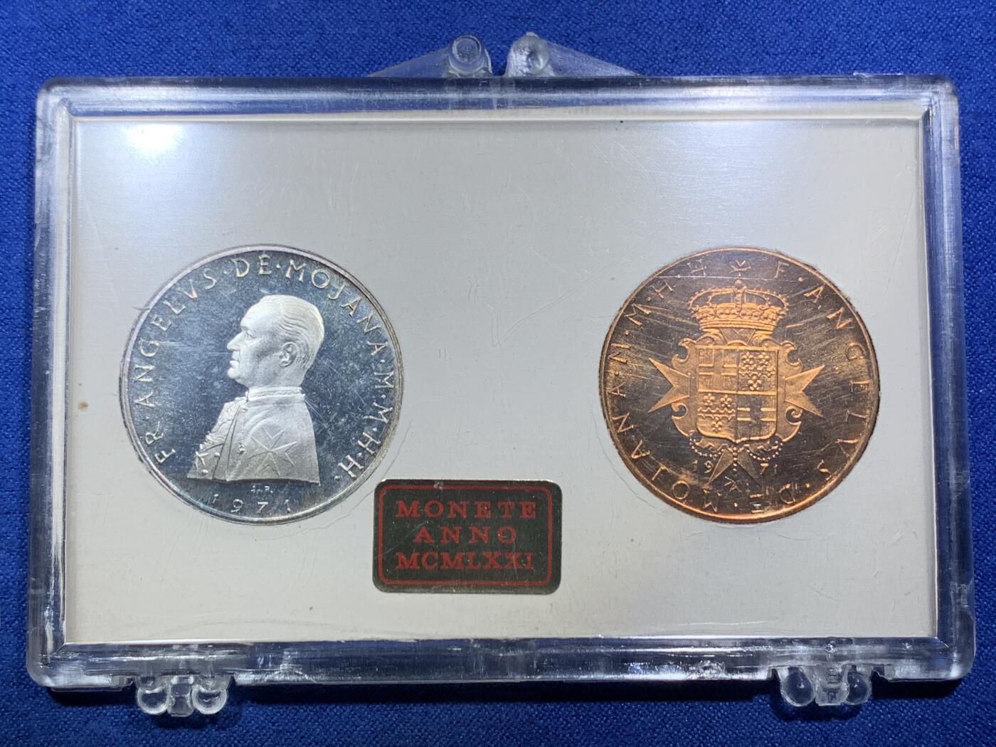 《竞宝斋》第288场-周六， 周日，周一 3场连拍 （全场包邮） 马耳他骑士团1971年两枚装精制套币 发行量2000