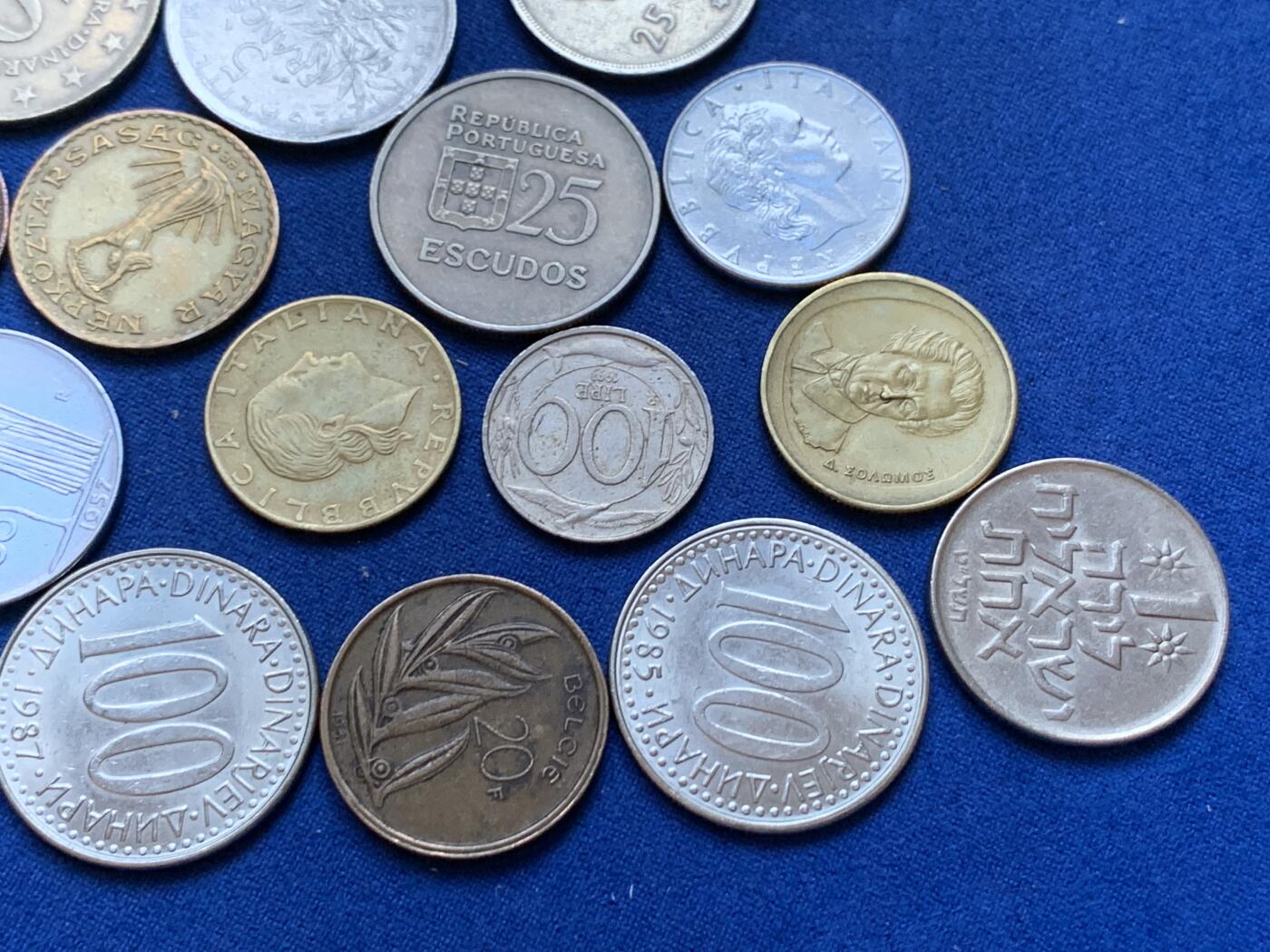 《竞宝斋》第288场-周六， 周日，周一 3场连拍 （全场包邮） 20枚一组 欧洲各国高面值硬币（英、法、意、比、西、葡、希、南斯拉夫、以色列等）