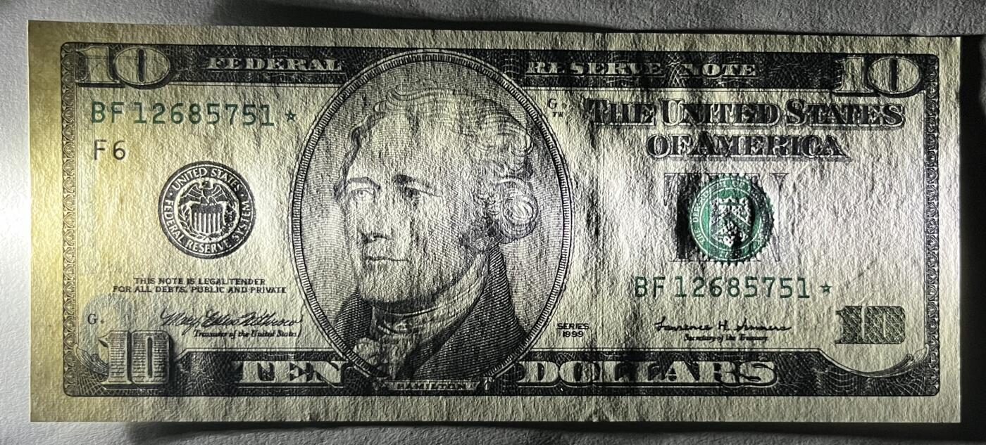 Chase Auction 第30期 - - 外钞、民国钞和人民币混合场！ 1999年 10美元 联邦储备券 大头版首发 星⭐补号