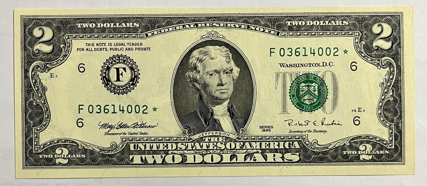 Chase Auction 第30期 - - 外钞、民国钞和人民币混合场！ 1995年 1美元+2美元 双星⭐补号