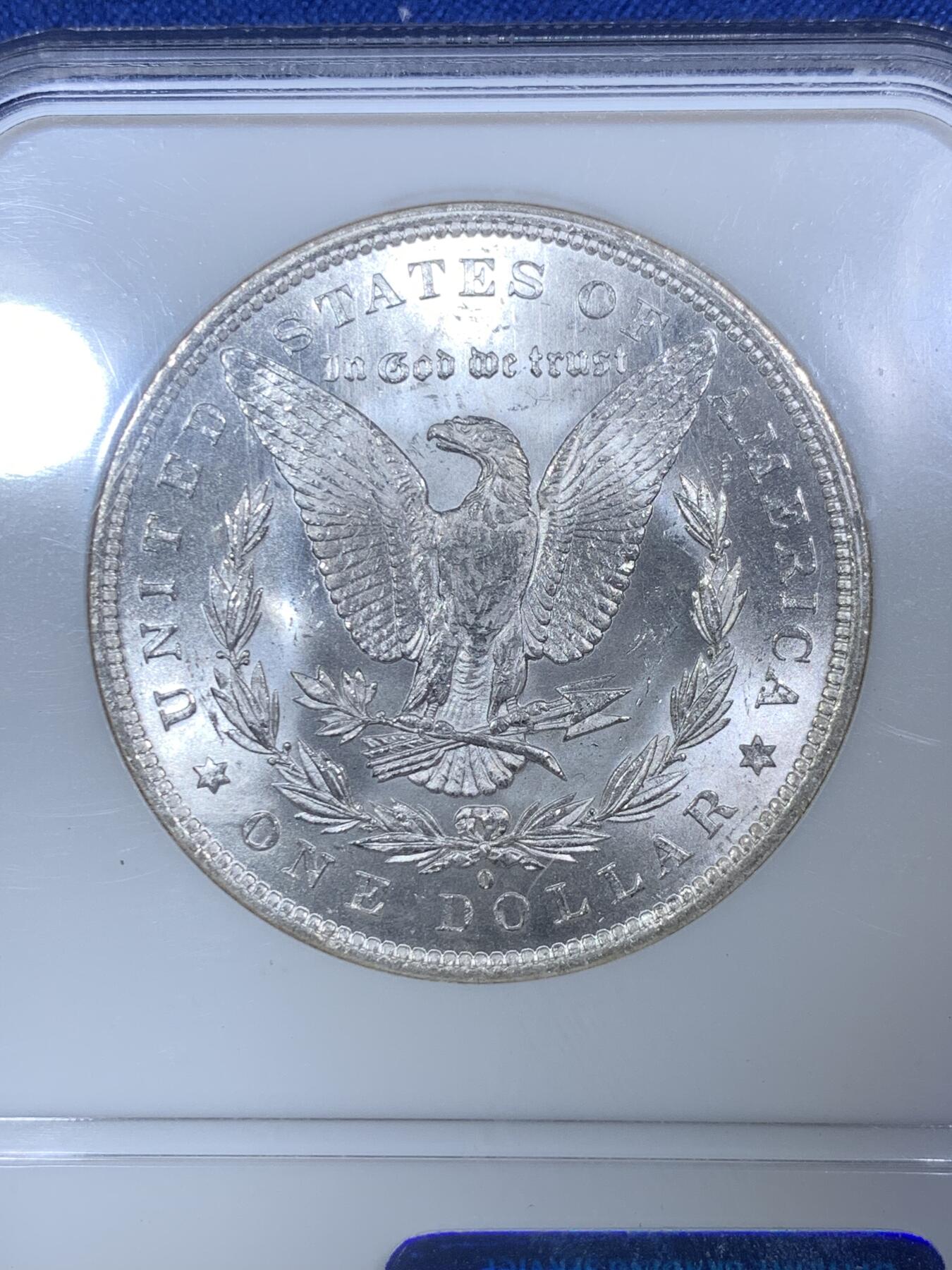 《竞宝斋》第288场-周六， 周日，周一 3场连拍 （全场包邮） NGC MS64 1884年美国摩根银币O版  N经典小白盒老盒严评无官网图。