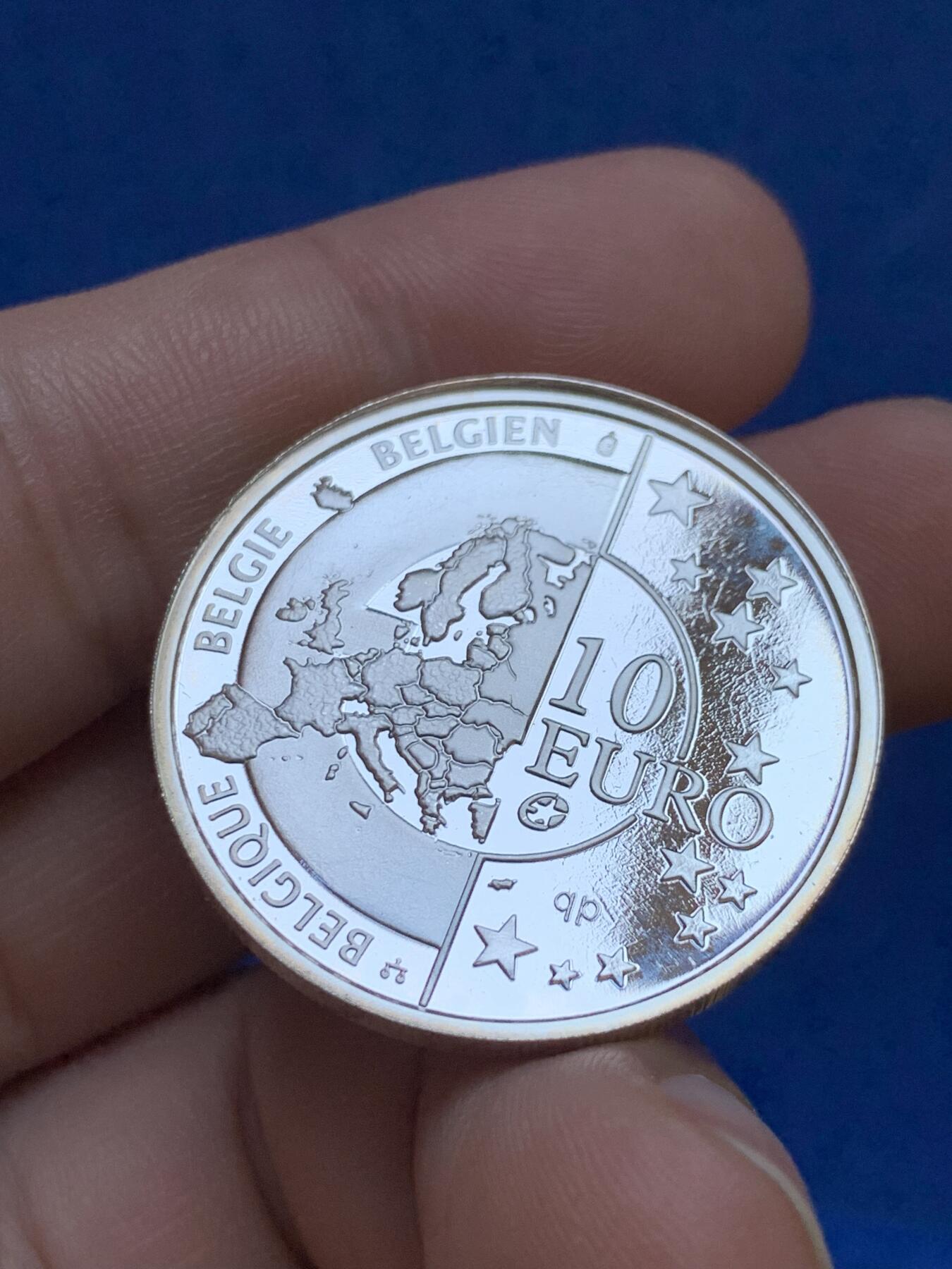 《竞宝斋》第288场-周六， 周日，周一 3场连拍 （全场包邮） 比利时2005年60年和平和自由欧洲之星系列银币10欧元 细节见图