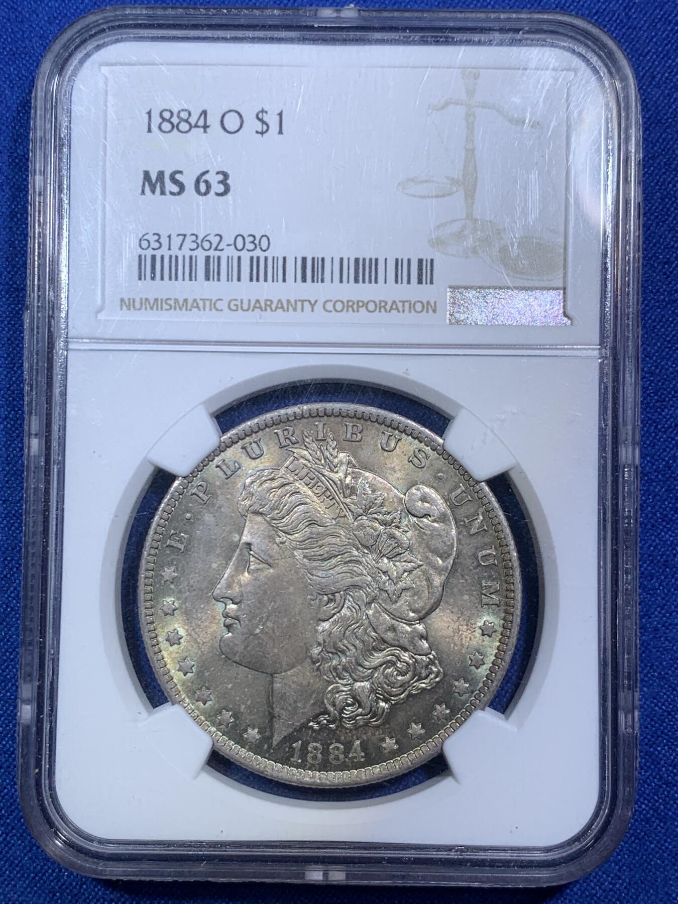 《竞宝斋》第288场-周六， 周日，周一 3场连拍 （全场包邮） NGC MS63 美国1884年O版摩根女神一美元银币