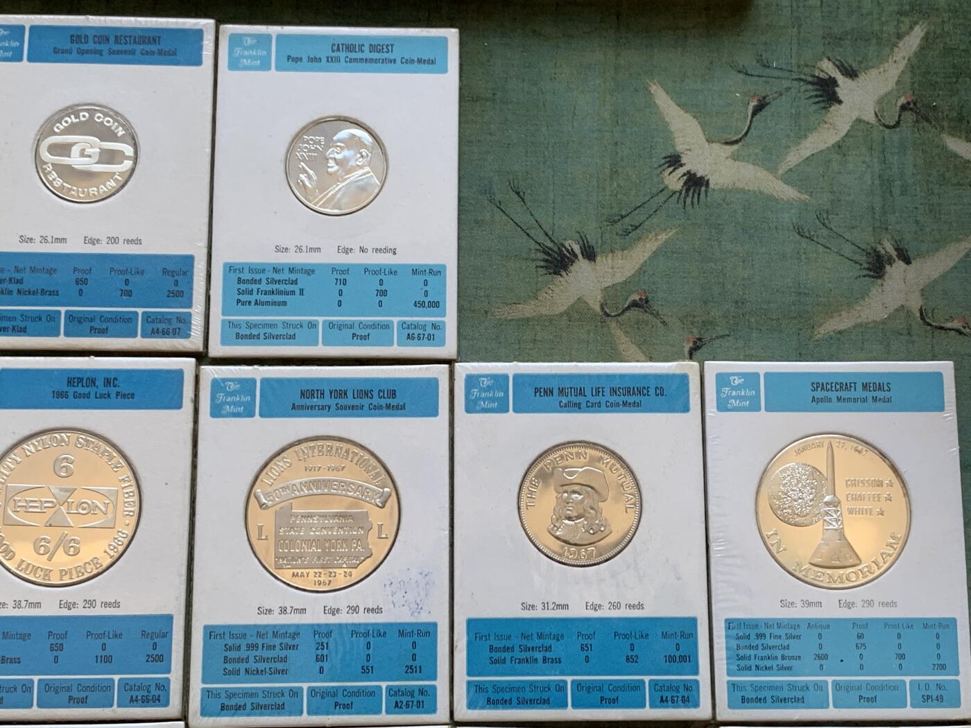 《竞宝斋》第288场-周六， 周日，周一 3场连拍 （全场包邮） 26枚一组 富兰克林造币厂币章 25枚有完好原封+1枚无原封