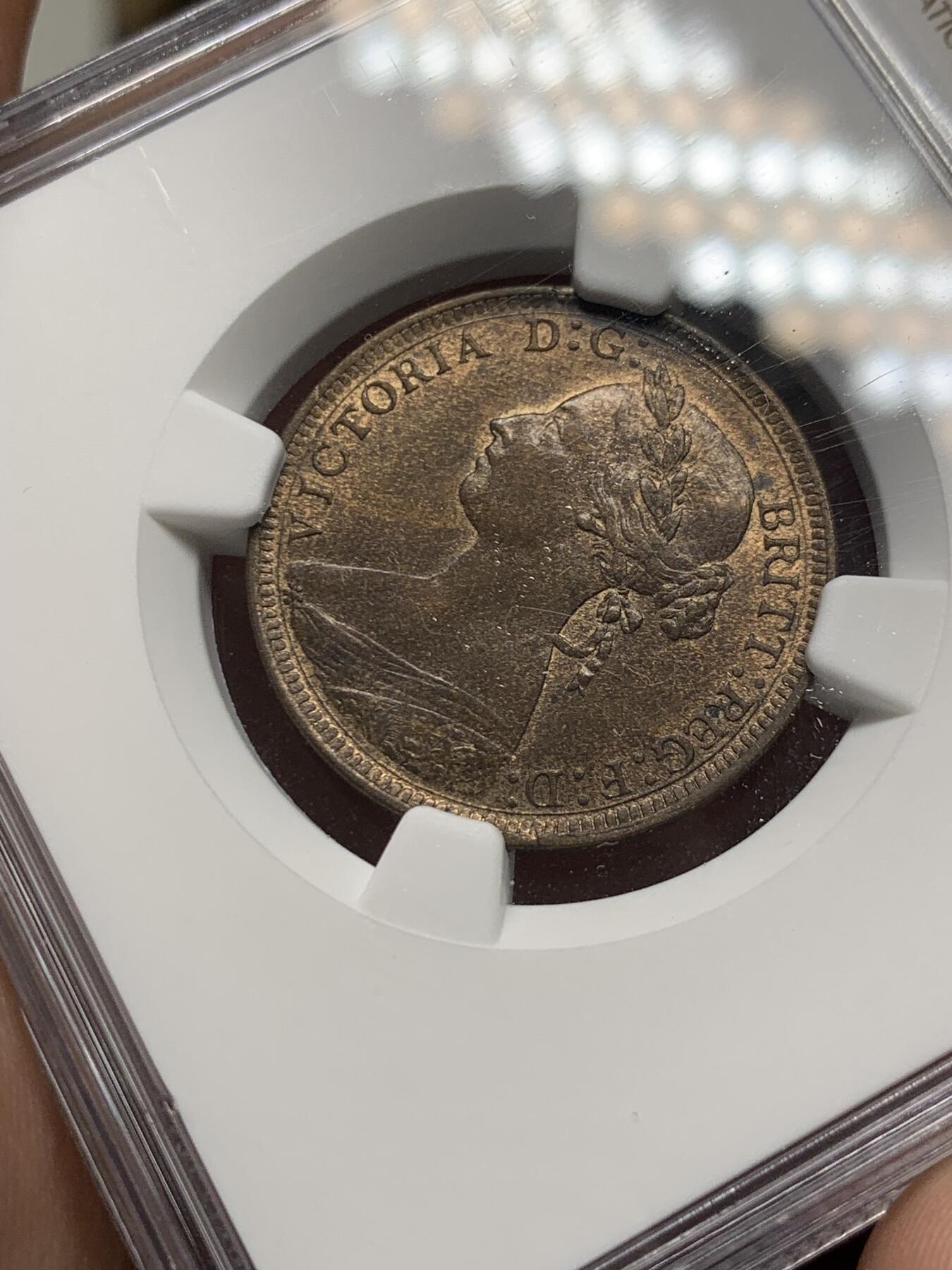 《竞宝斋》第288场-周六， 周日，周一 3场连拍 （全场包邮） NGC MS63BN 英国1888年小维半便士铜币 吉祥年份 N盒季军分 更高分只有8枚 少见铜币