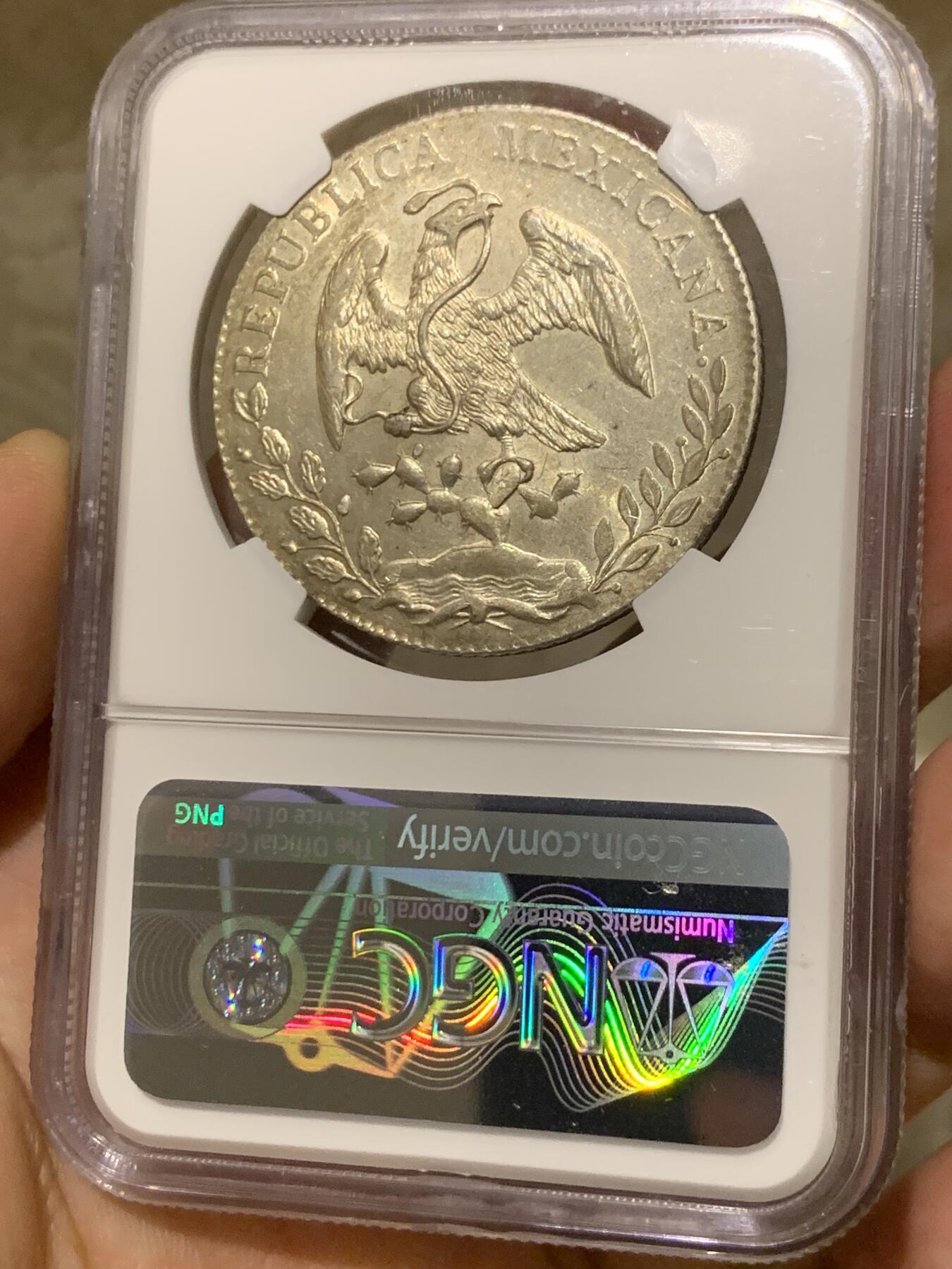 《竞宝斋》第288场-周六， 周日，周一 3场连拍 （全场包邮） NGC MS62 墨西哥1892年GO版花边鹰洋8瑞尔银币