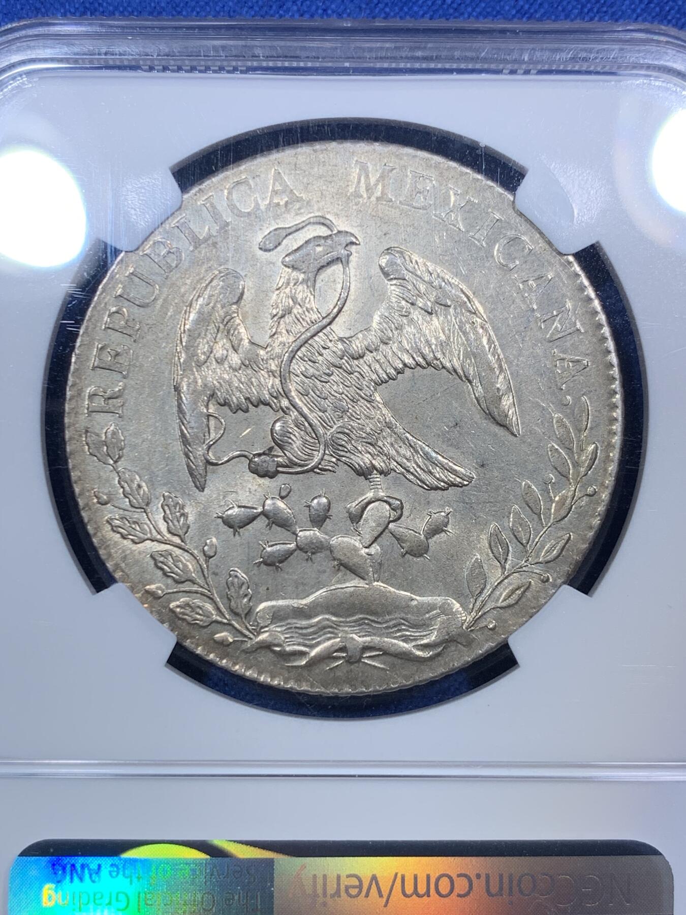 《竞宝斋》第288场-周六， 周日，周一 3场连拍 （全场包邮） NGC MS62 墨西哥1892年GO版花边鹰洋8瑞尔银币