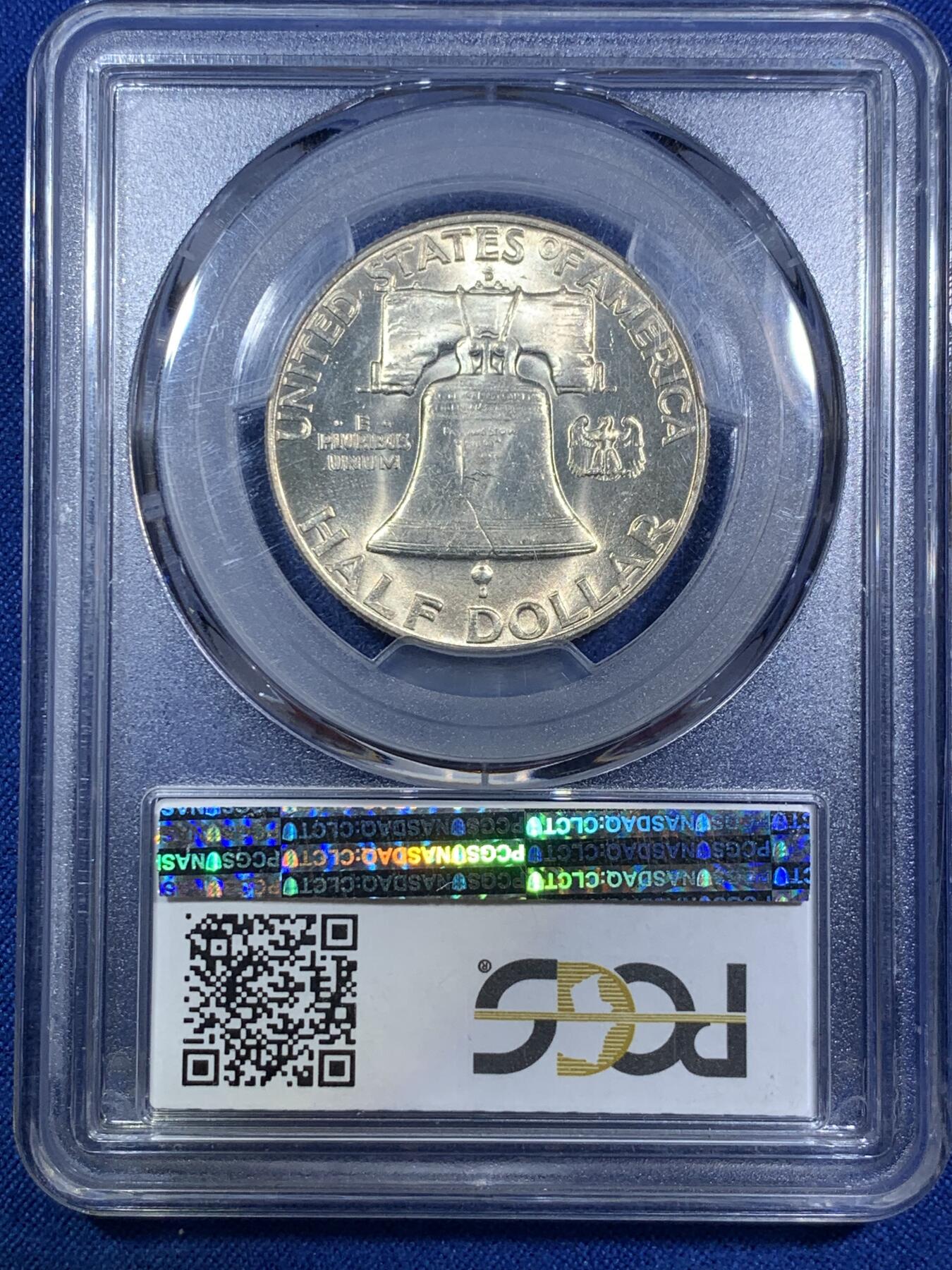 《竞宝斋》第288场-周六， 周日，周一 3场连拍 （全场包邮） PCGS MS64 美国 1950年 富兰克林 半美元银币