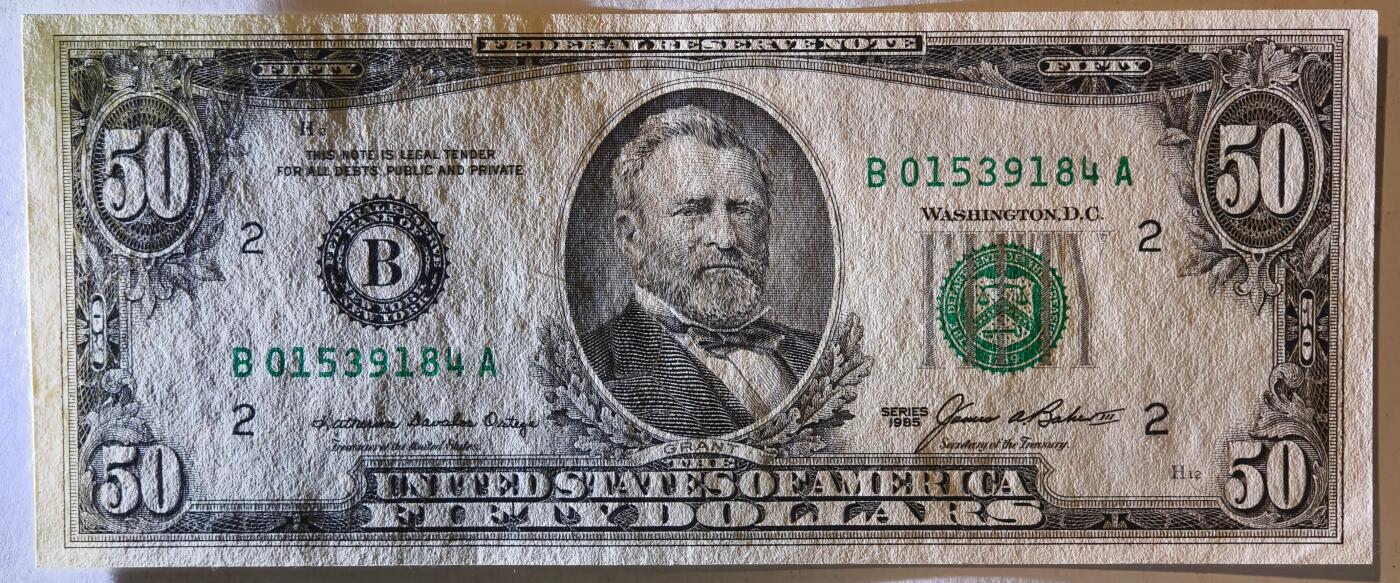 紫瑗钱币——第381期拍卖——纸币场 美国 1985年 B版 无序列 尤里西斯·辛普森·格兰特 大头版 50美元 UNC