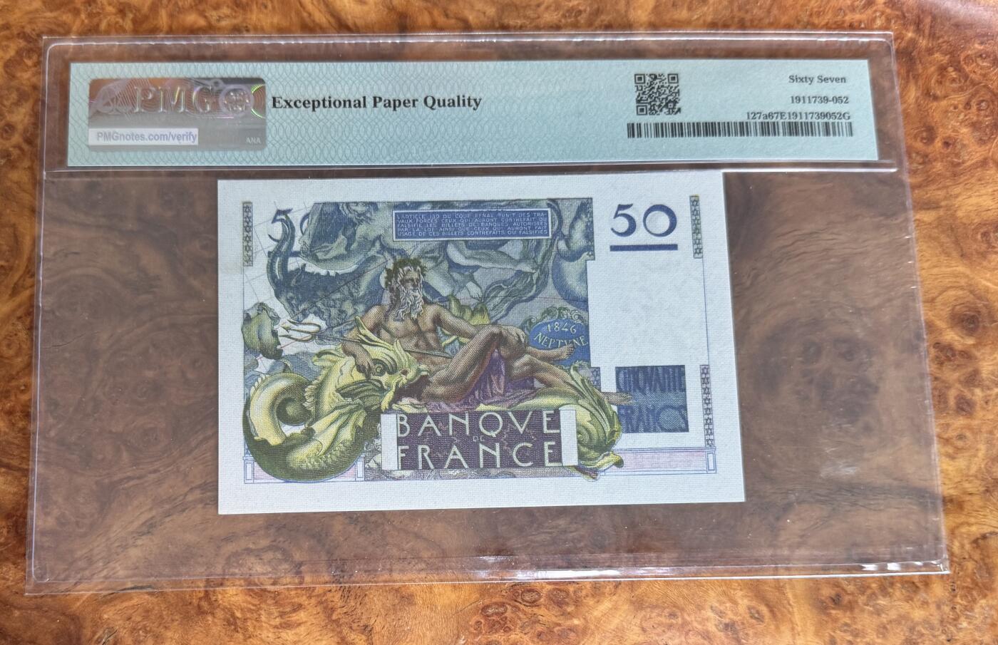 Chase Auction 第30期 - - 外钞、民国钞和人民币混合场！ 1946年法国50法郎，PMG67！