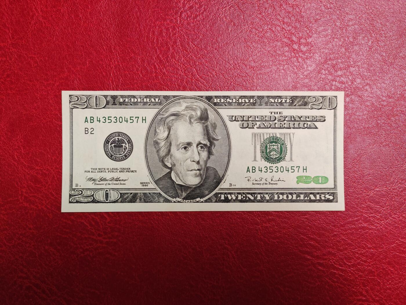 美国纸币1996年首发黑白大头版20美元全新UNC - 岁寒三友（欧美钱币直售店） - 岁寒三友（欧美钱币直售店） - 麦稀奇