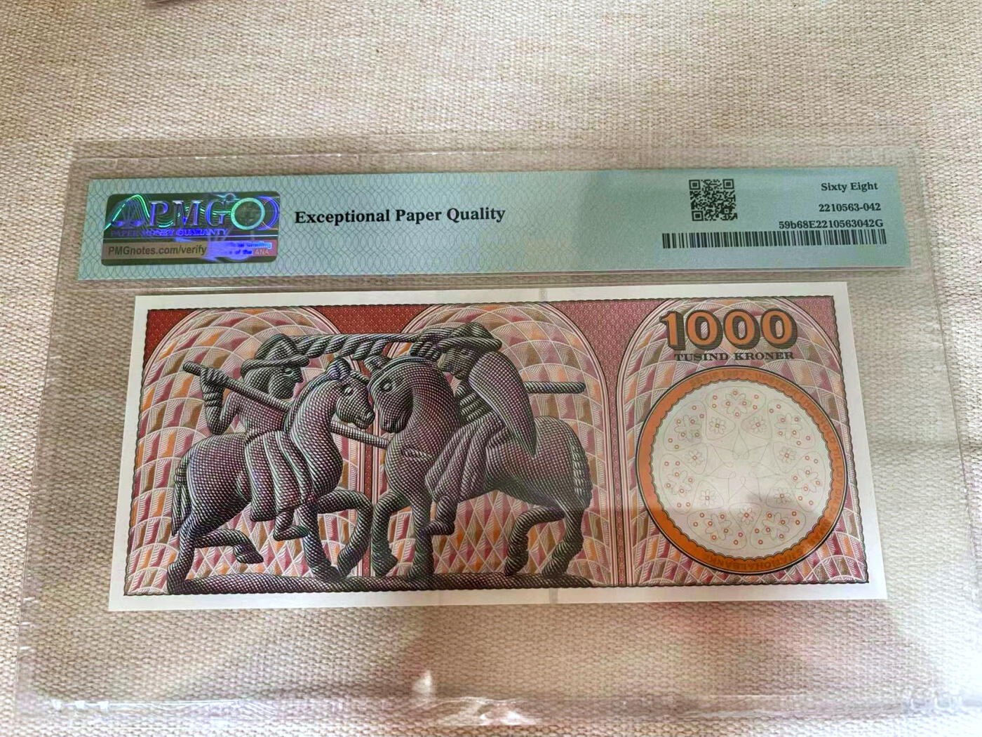 【Blue Auction】✨世界纸币精拍第502期【精】 【无47 AAA】丹麦 1998年1000克朗 浮雕板最高值 PMG68EPQ 超高分