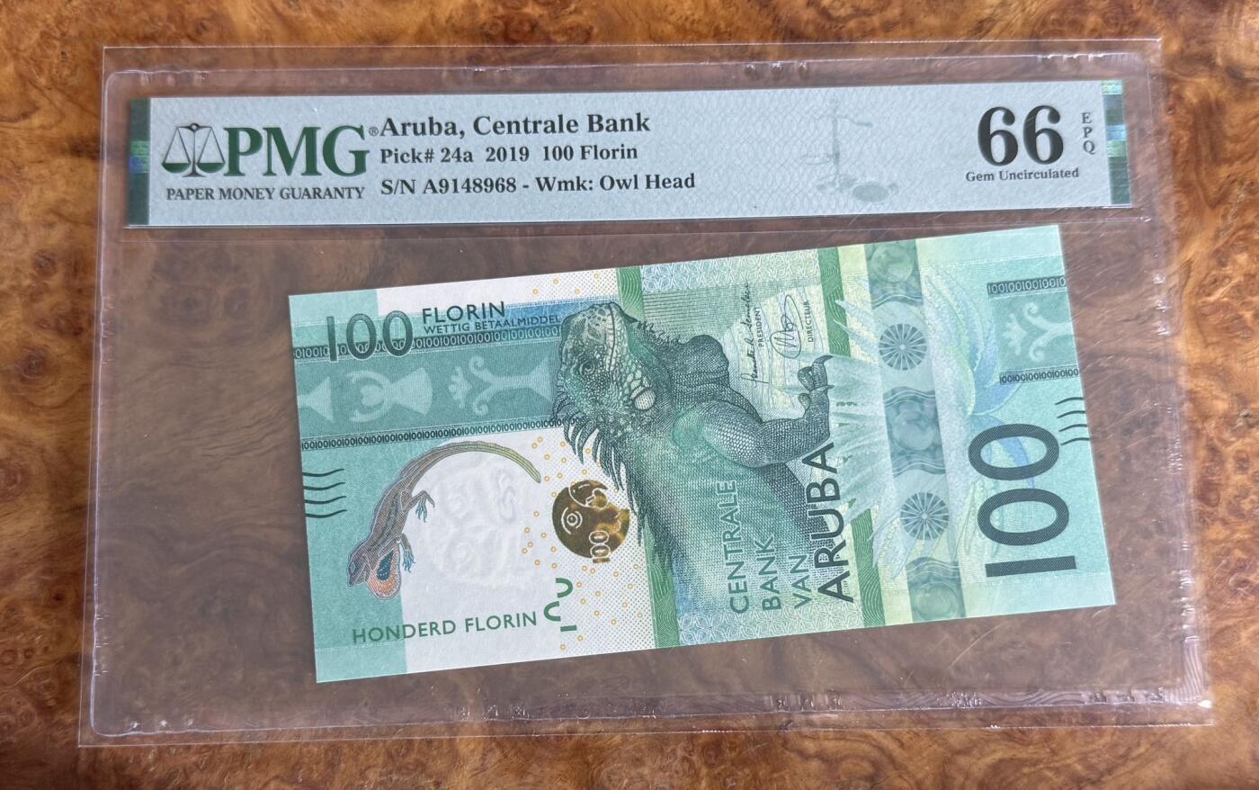 Chase Auction 第30期 - - 外钞、民国钞和人民币混合场！ 2019年阿鲁巴100弗洛林，PMG66！