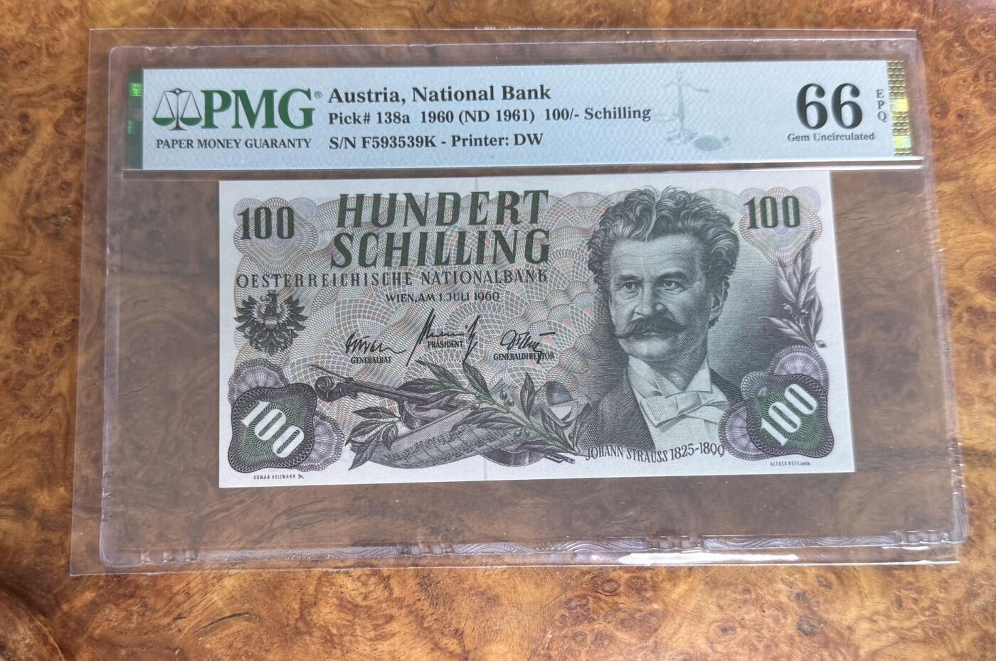 Chase Auction 第30期 - - 外钞、民国钞和人民币混合场！ 1960年奥地利100元，PMG66！